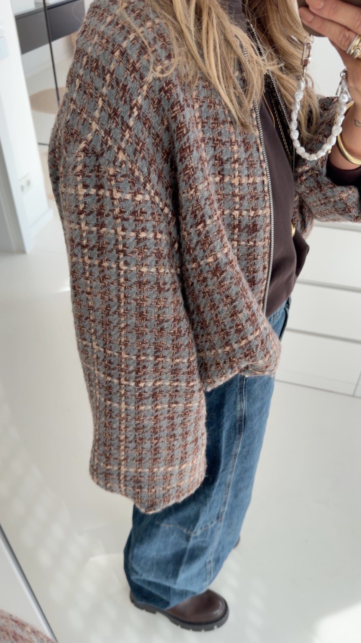 Cropped Jacke Tweed Look