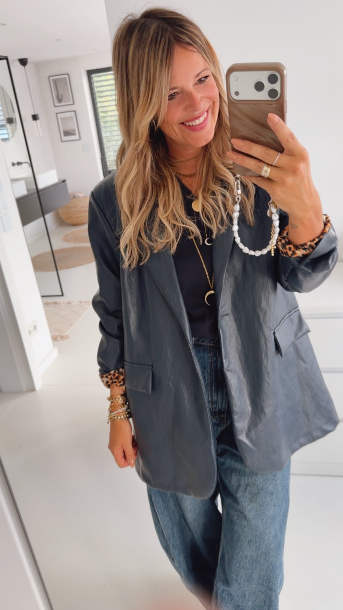 Long Blazer Lederoptik