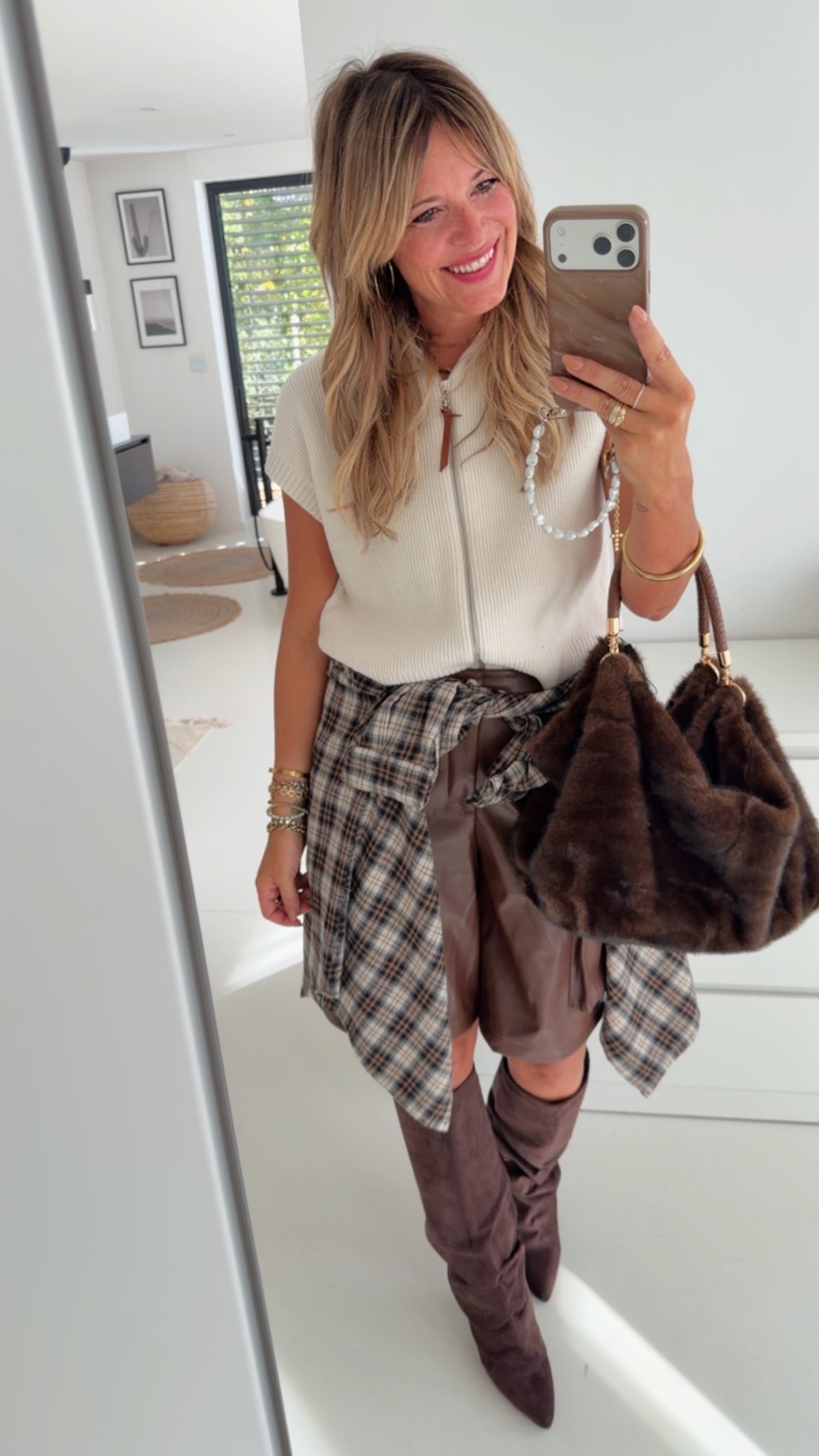 Zip Strickweste High Collar