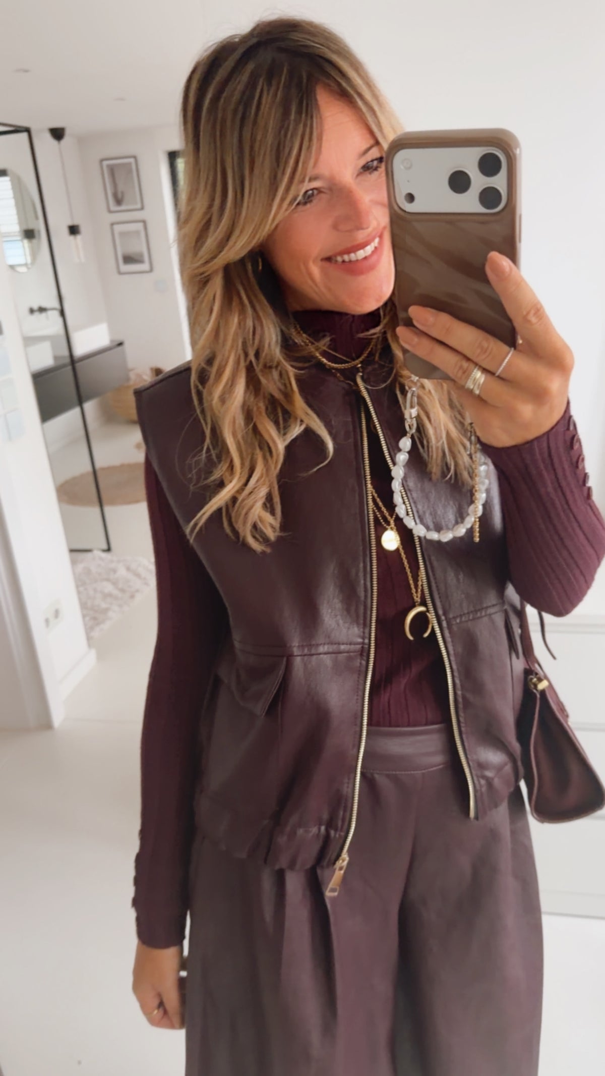Zip Weste Lederoptik