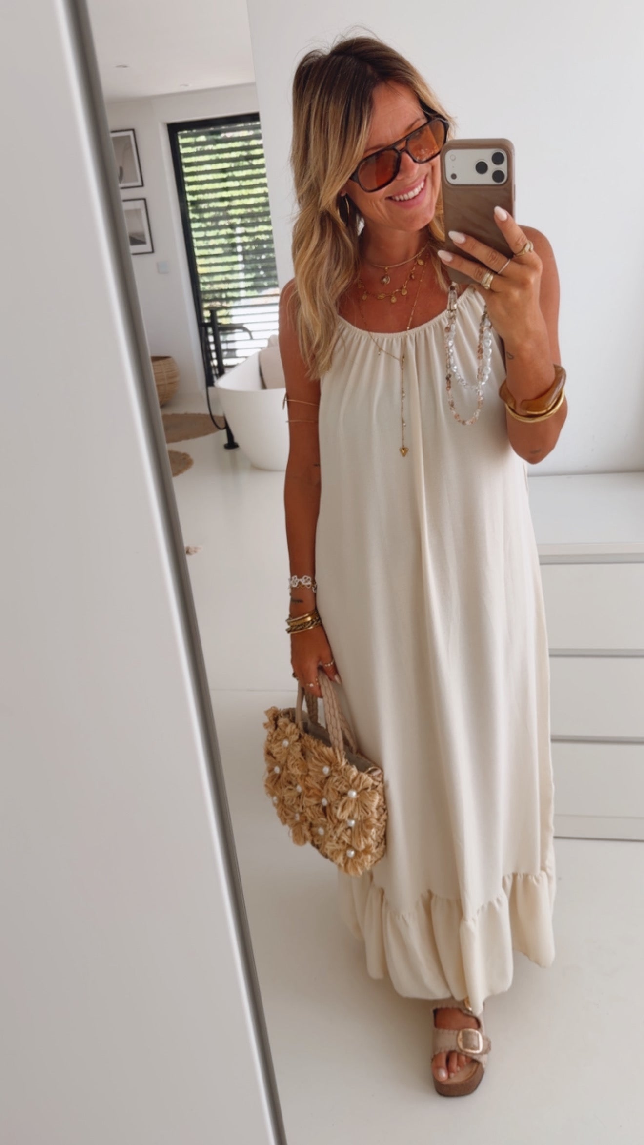 Spaghetti Kleid Volants