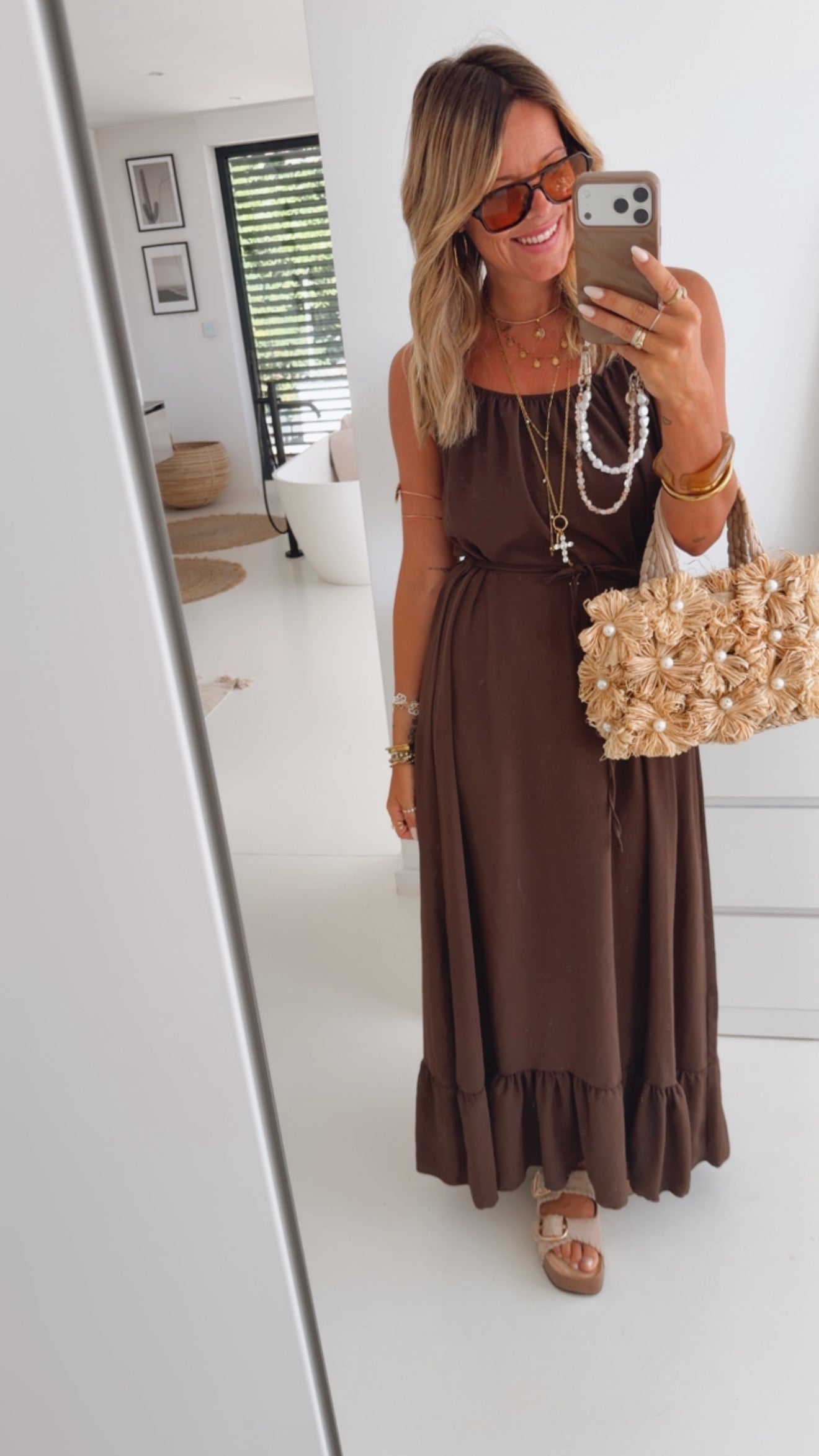 Spaghetti Kleid Volants