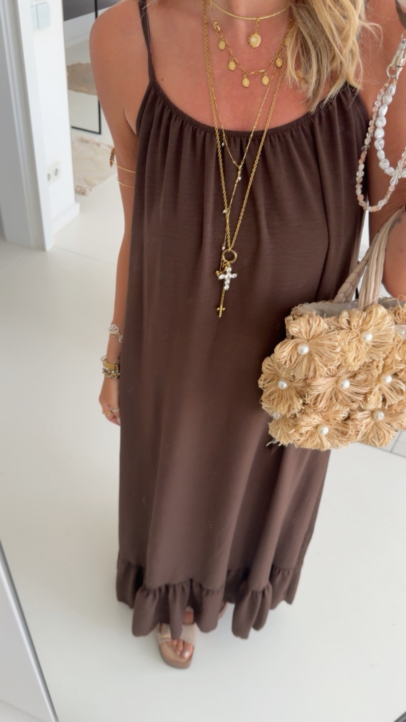 Spaghetti Kleid Volants