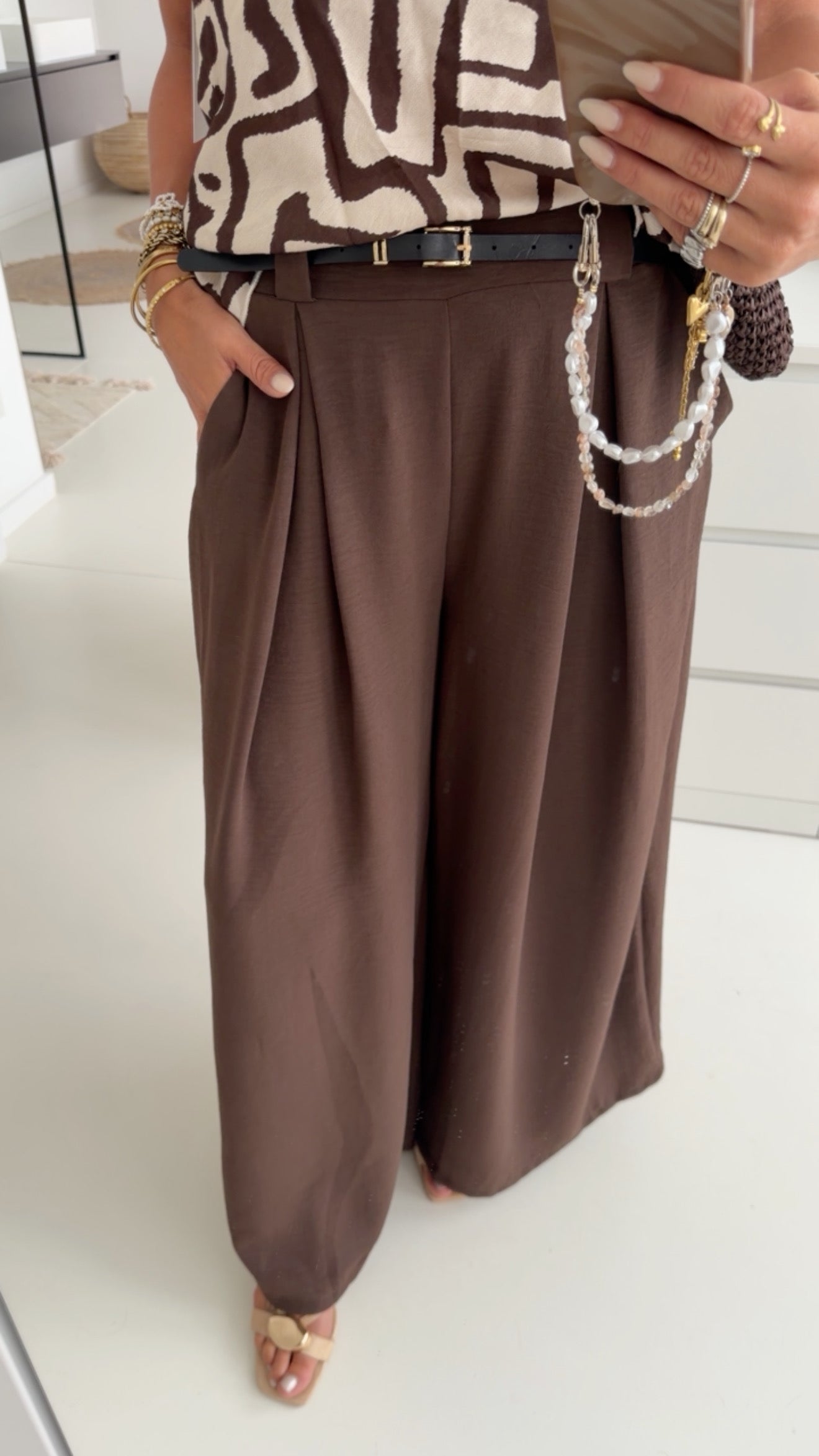 Wide Leg Hose Mit Bundfalten