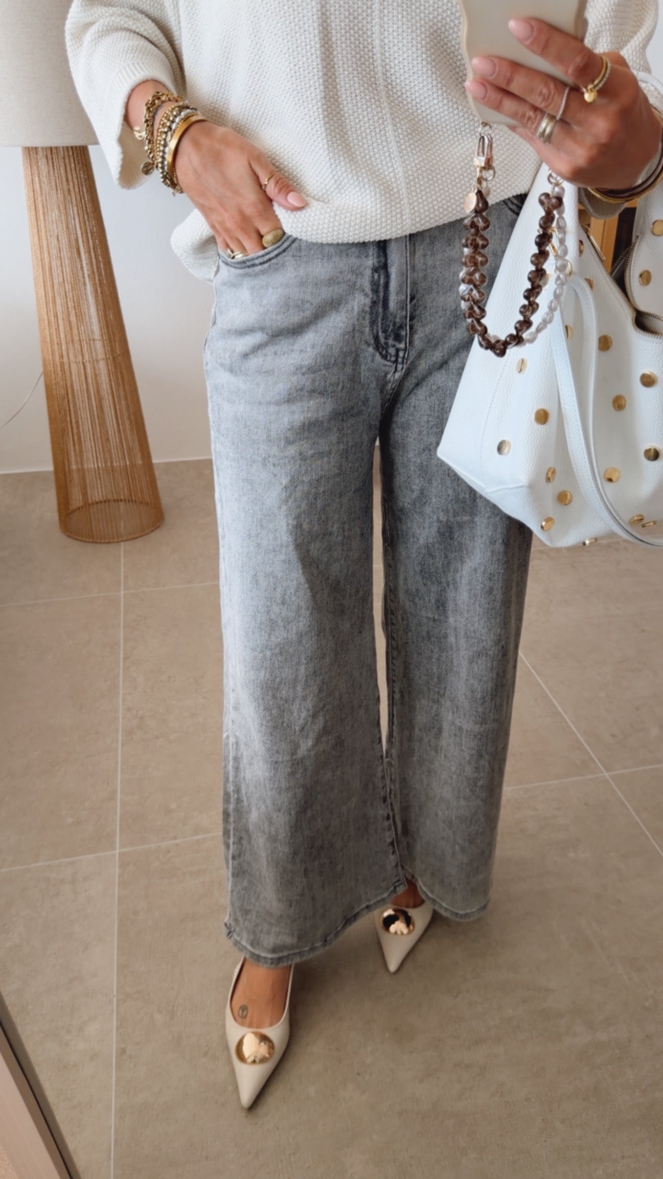 Straight Jeans Lace Waistband