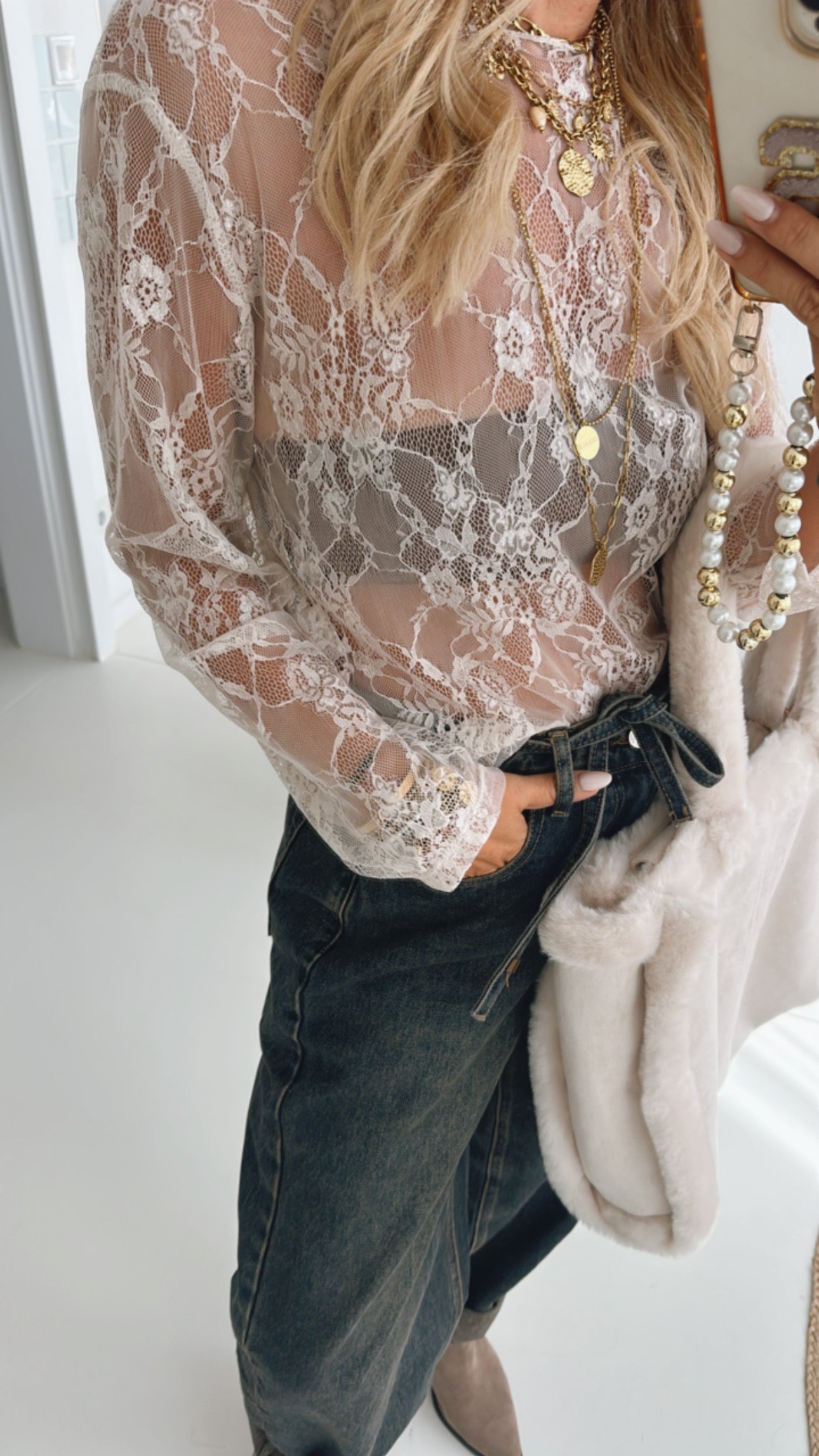Jeans Hose mit Bindegürtel
