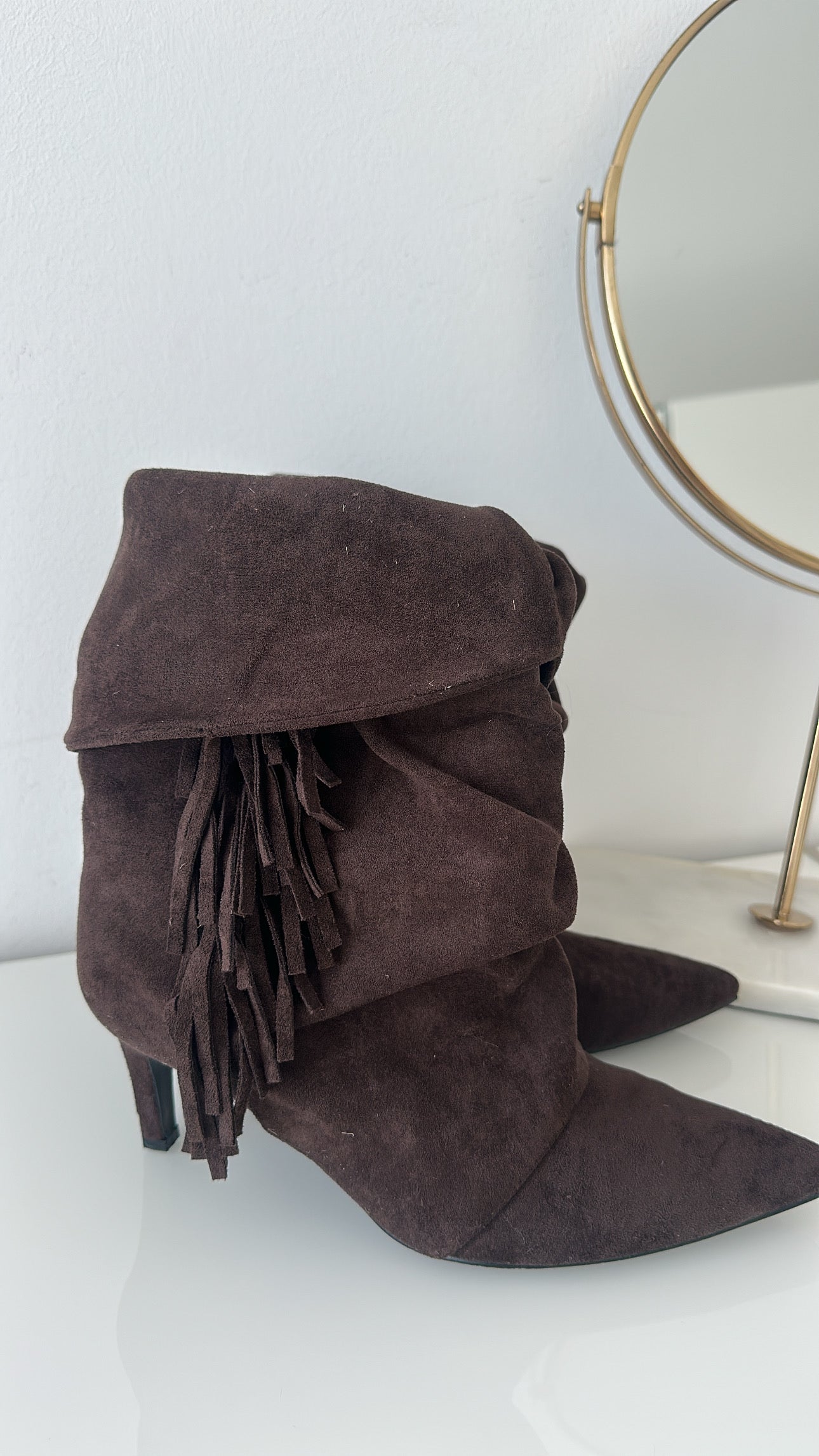 Heel Boots mit Fransen