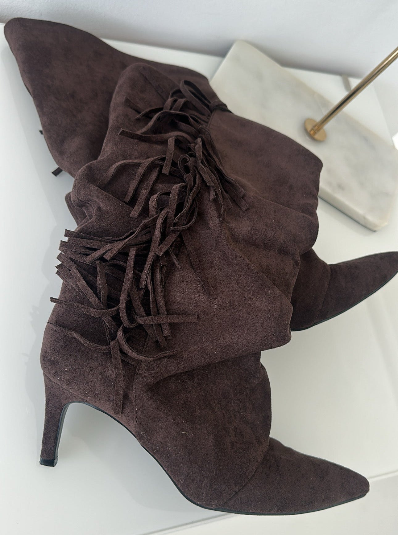 Heel Boots mit Fransen