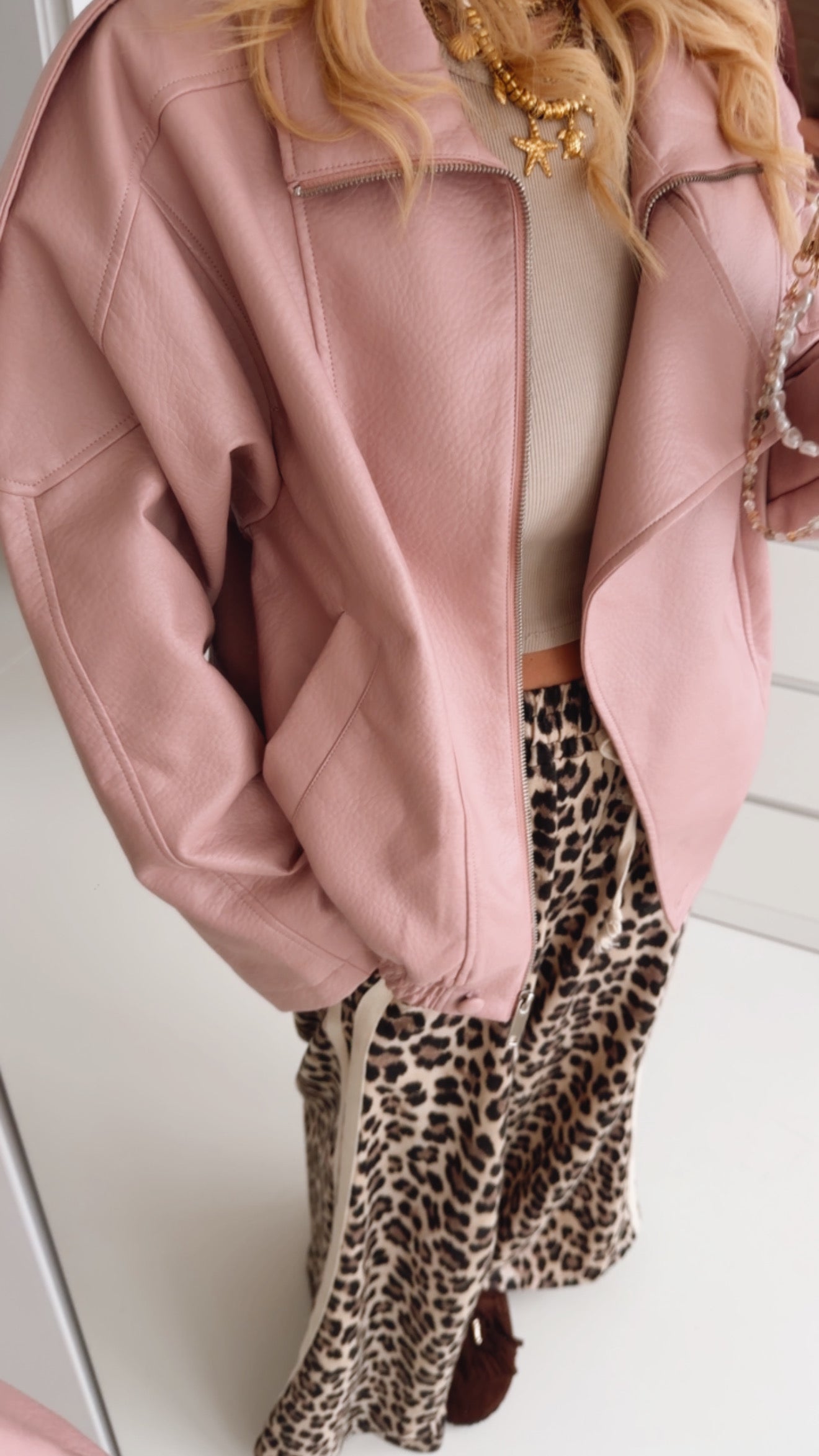 Oversize Jacke Lederoptik