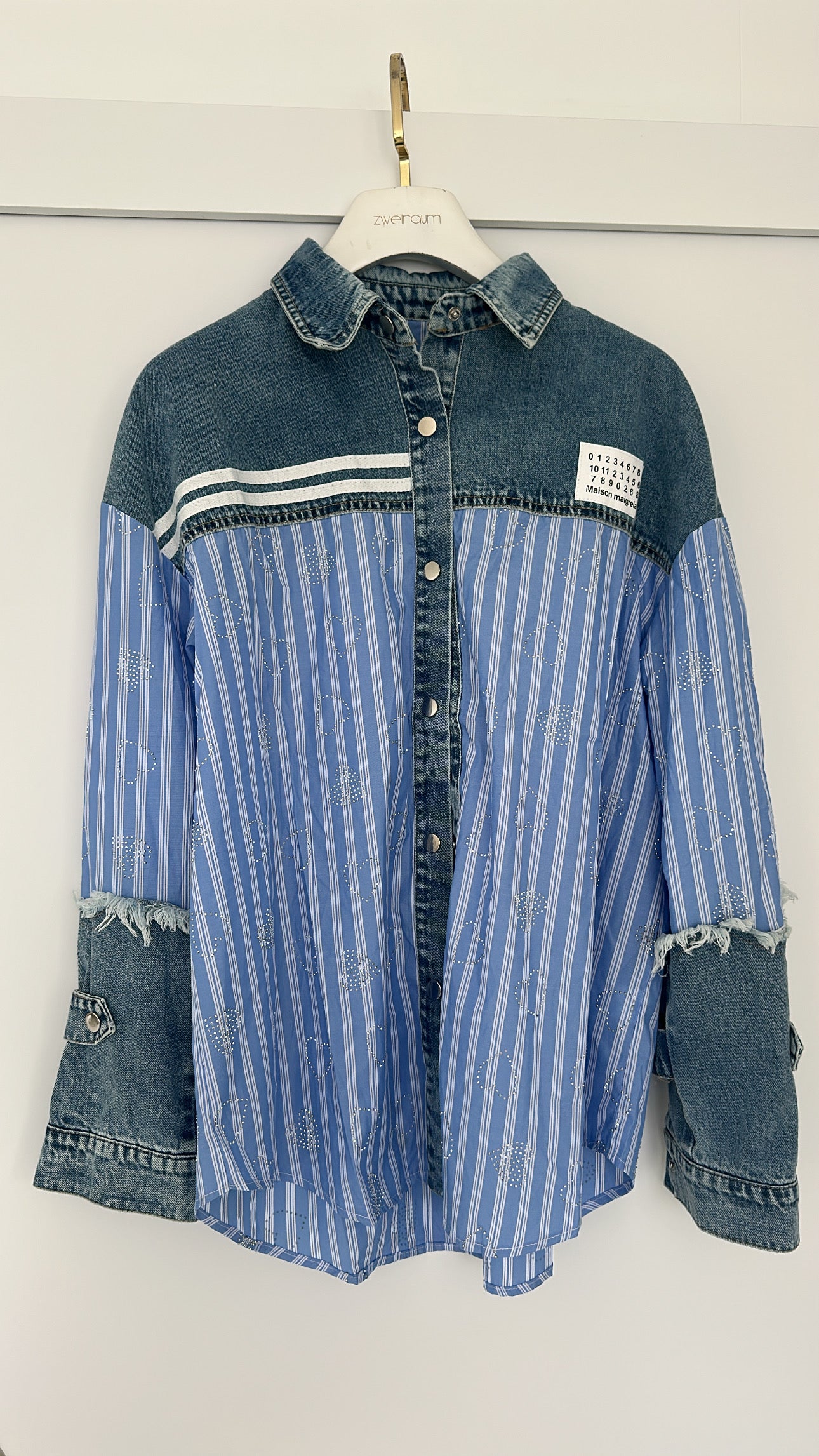 Jeans Hemd Blue Stripes Glitter Hearts