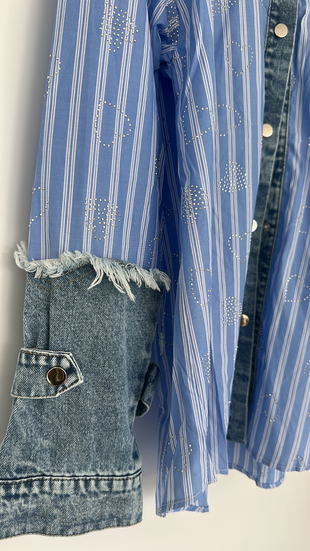 Jeans Hemd Blue Stripes Glitter Hearts