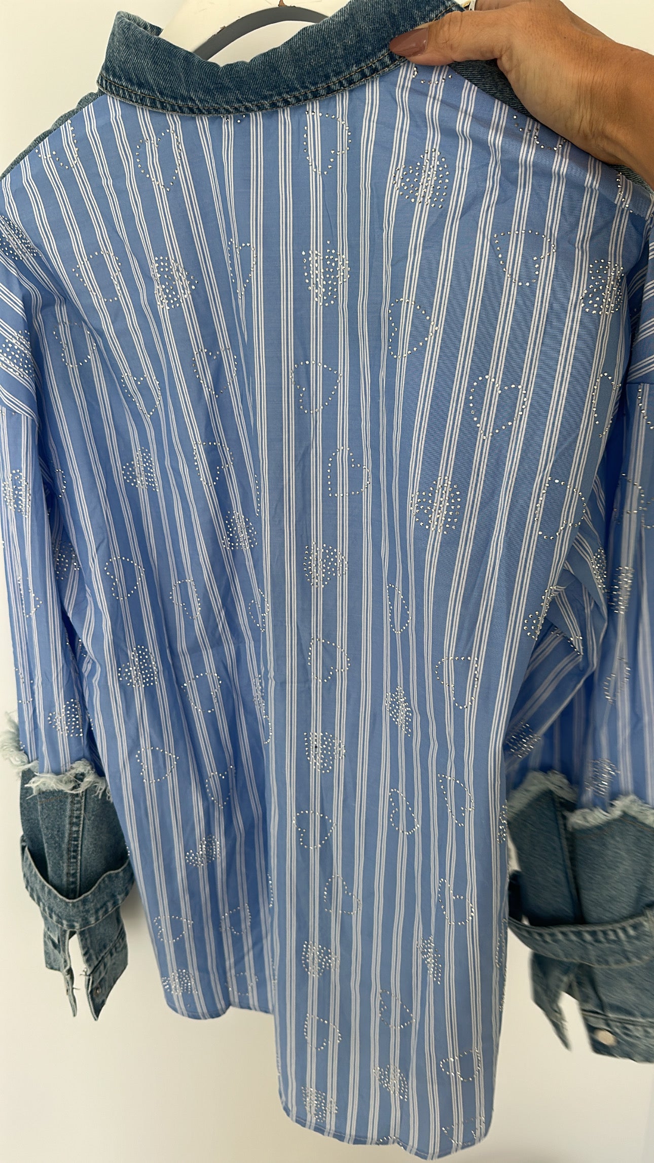 Jeans Hemd Blue Stripes Glitter Hearts