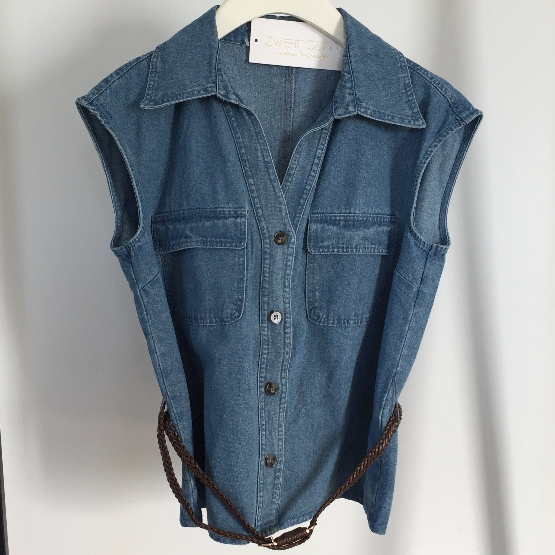 Jeans Weste mit Gürtel