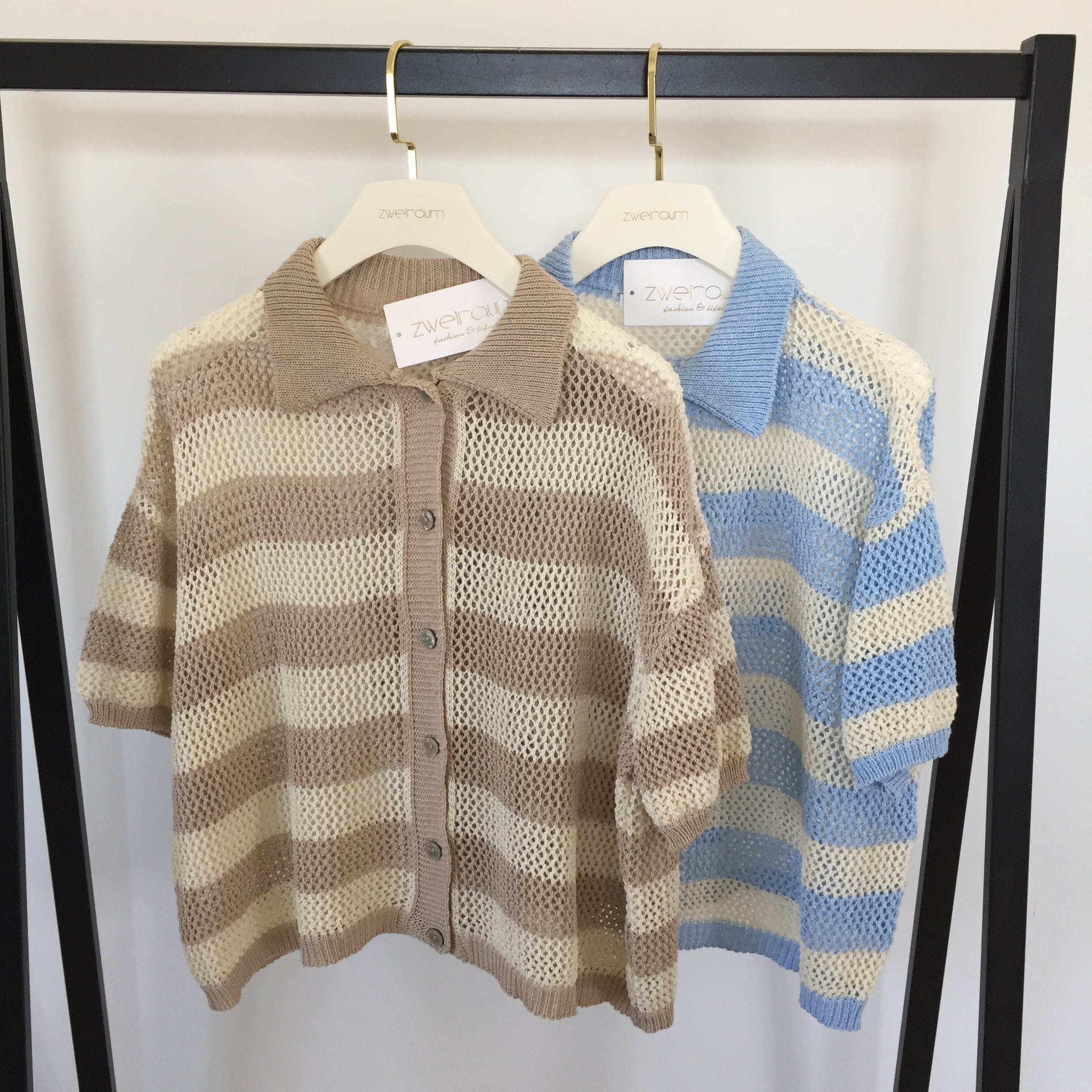 Loose Strick Hemd Kurzarm