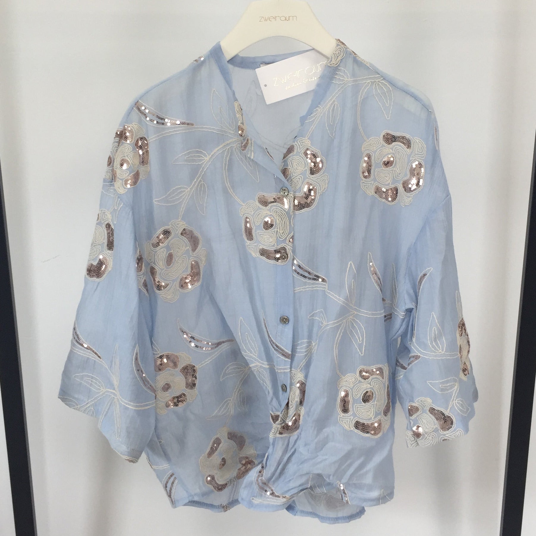 Hemd Bluse Pailletten Flowers