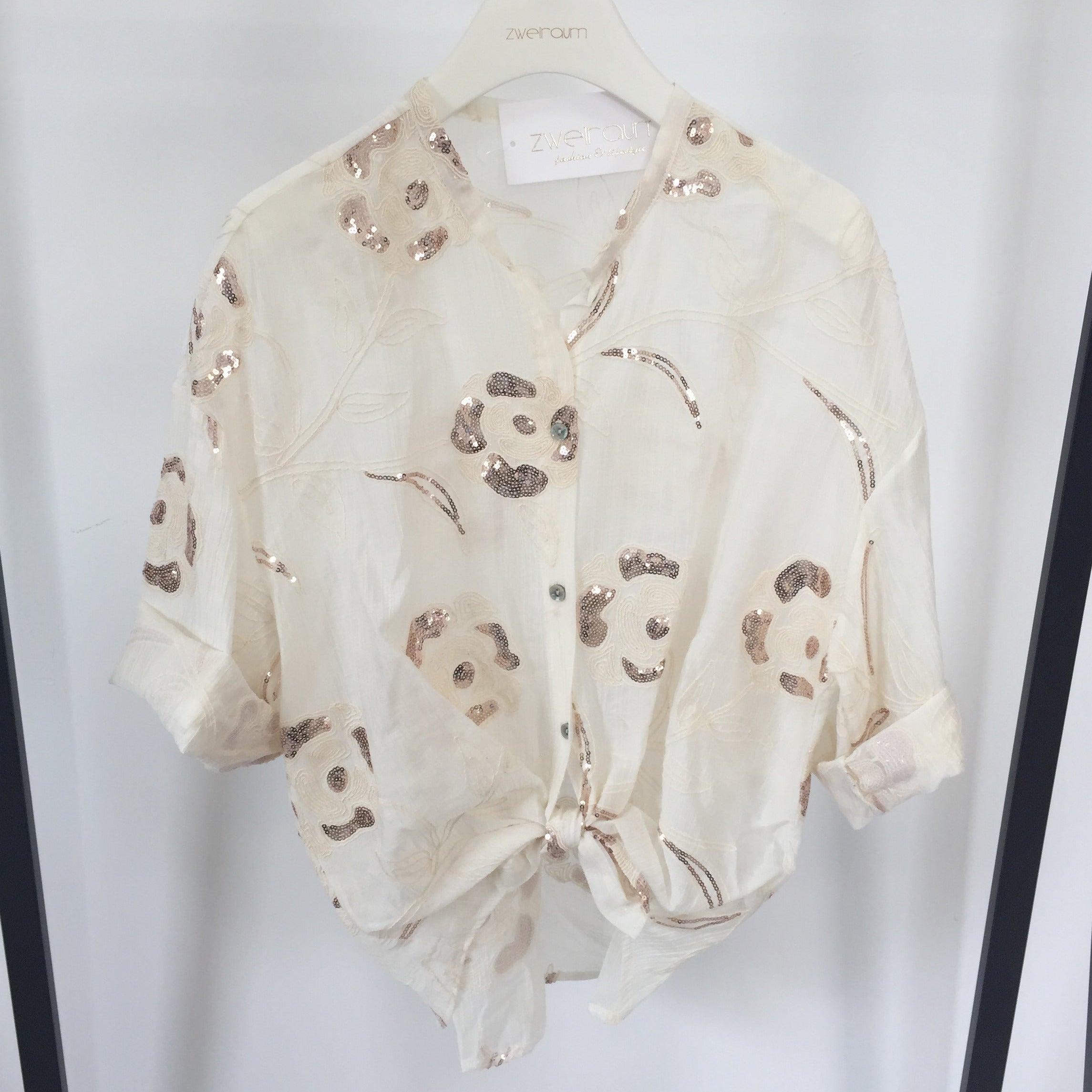 Hemd Bluse Pailletten Flowers