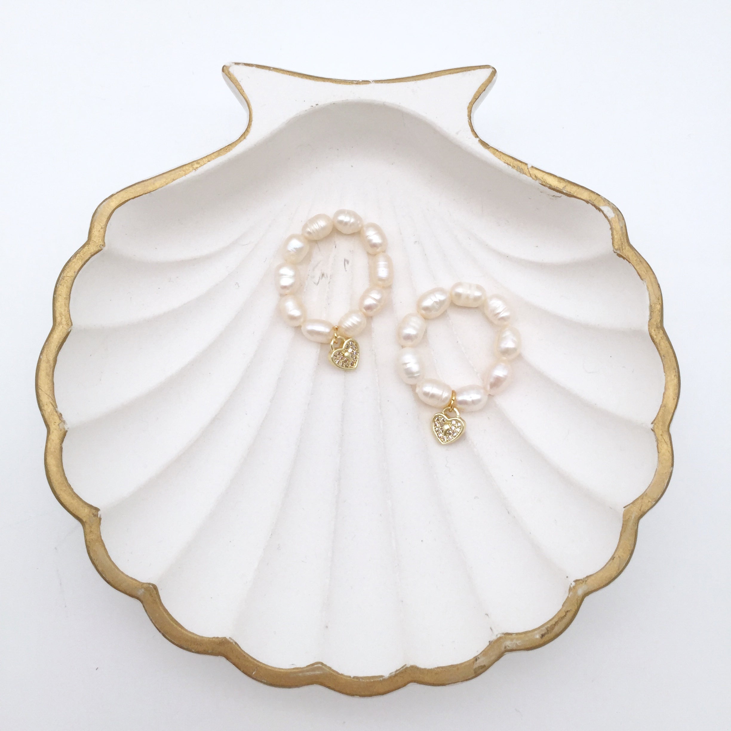 Ring Pearls mit Herz Anhänger