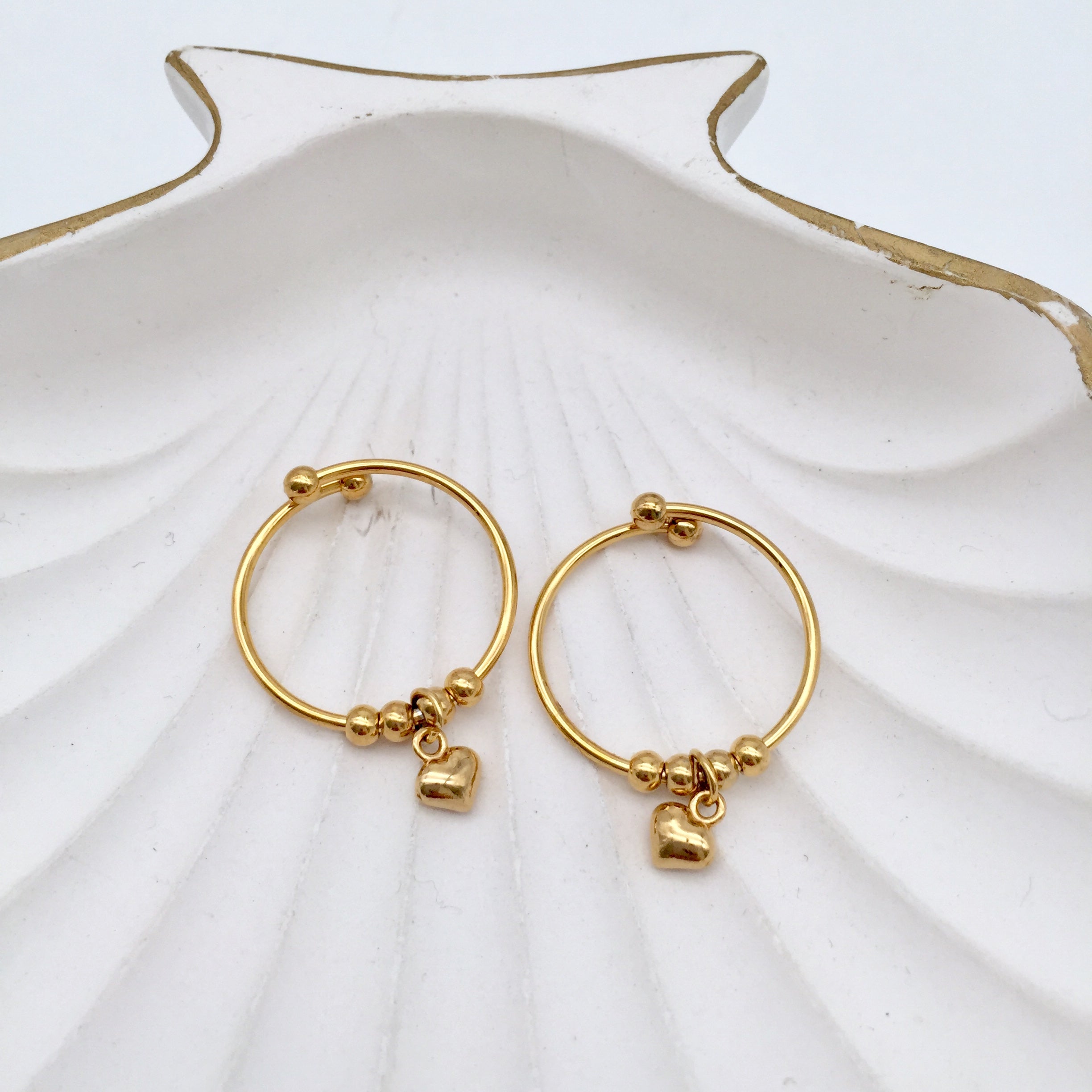 Ring Tiny Heart & Golden Pearls