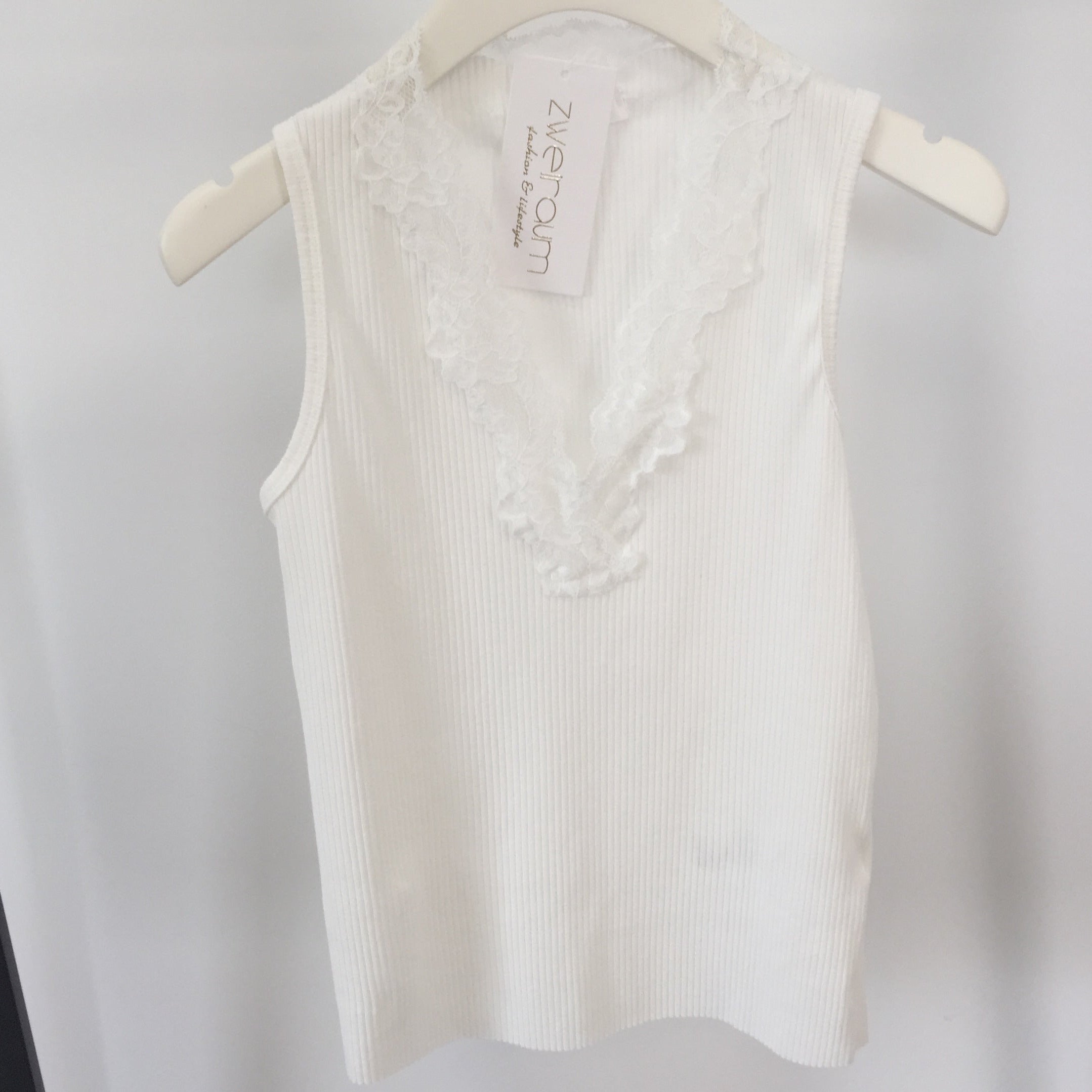 Ribbed Top Lace V-Neck