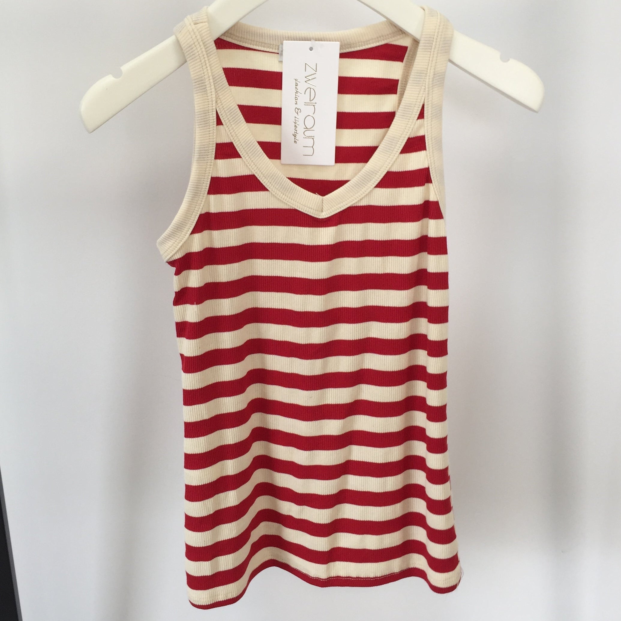 Tank Top Stripes Rounded V-Neck