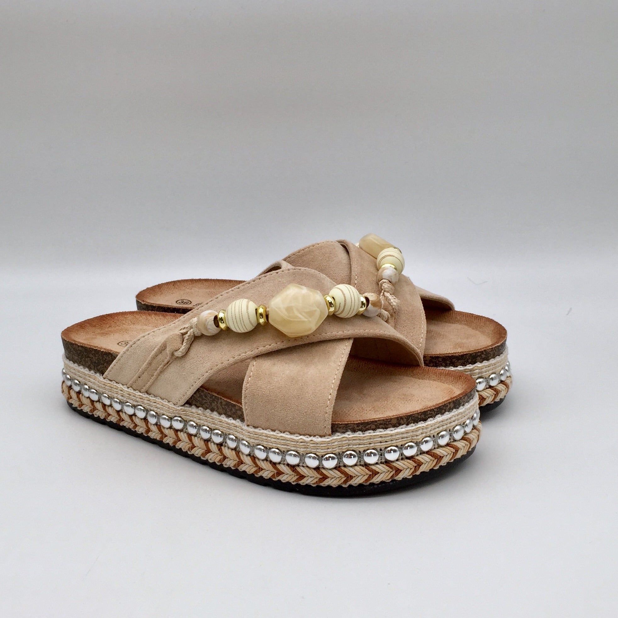 Boho Schlappen Pearls & Stones