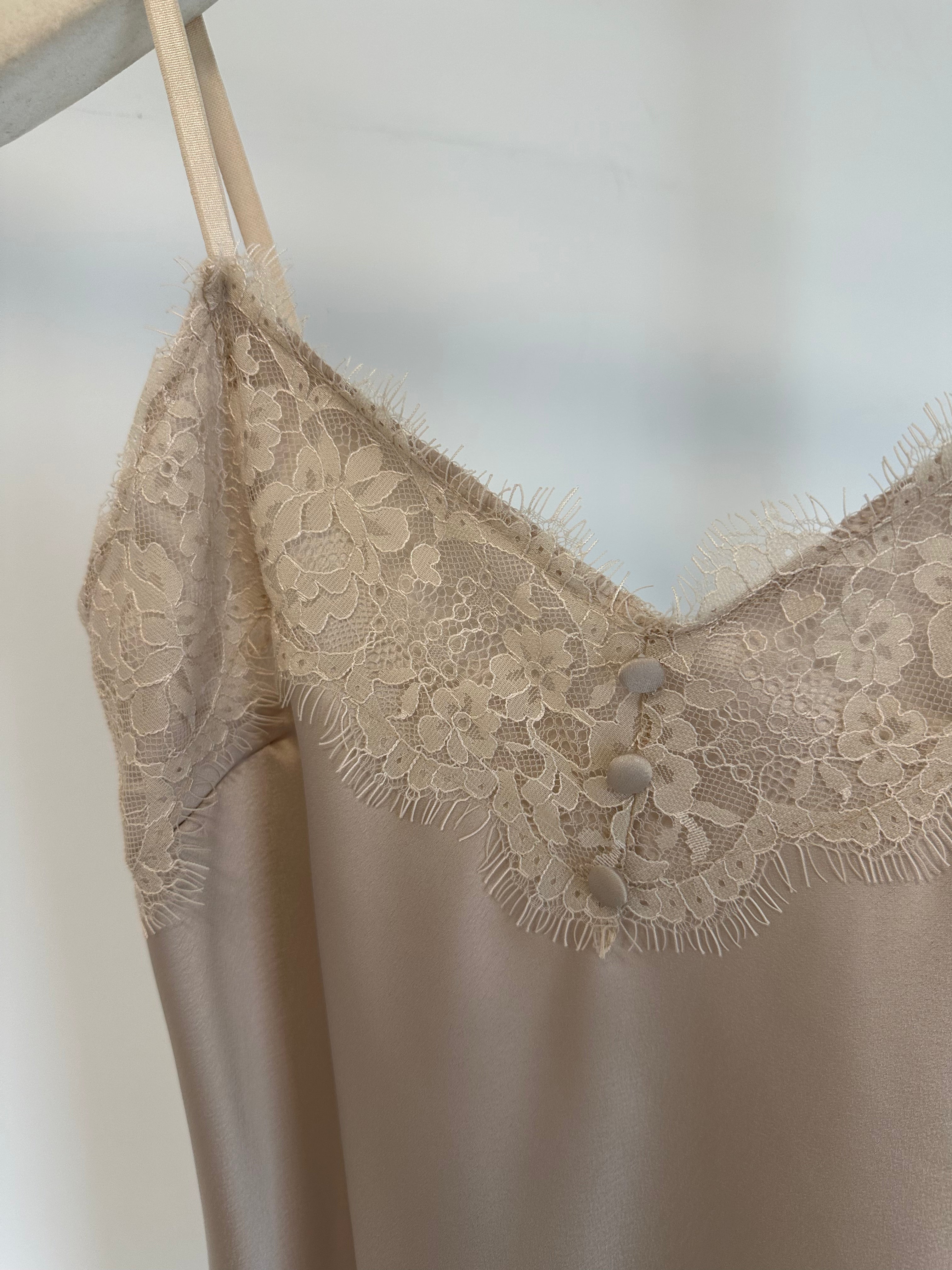 Spaghetti Top Lace Button
