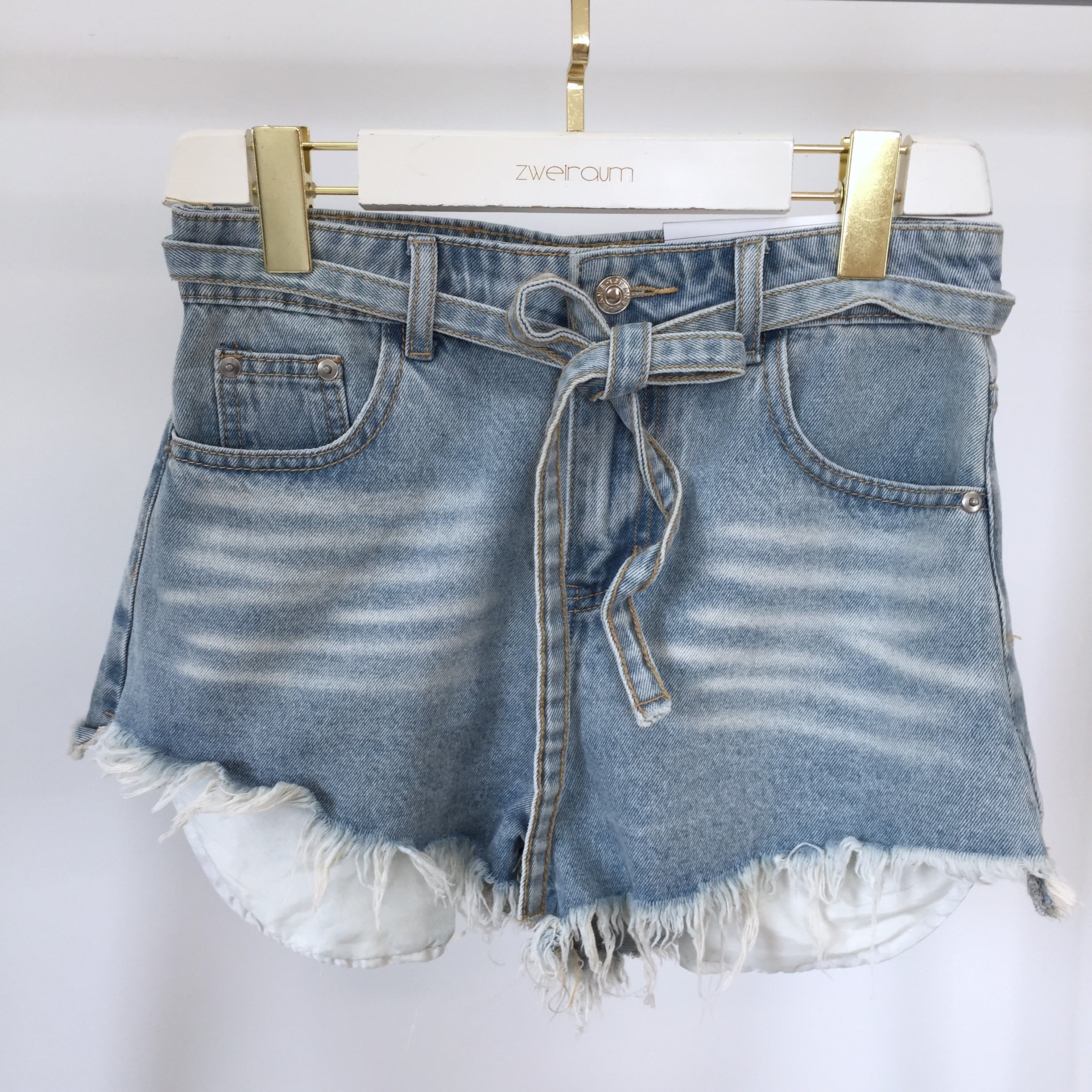 Jeans Shorts Mit Bindegurt