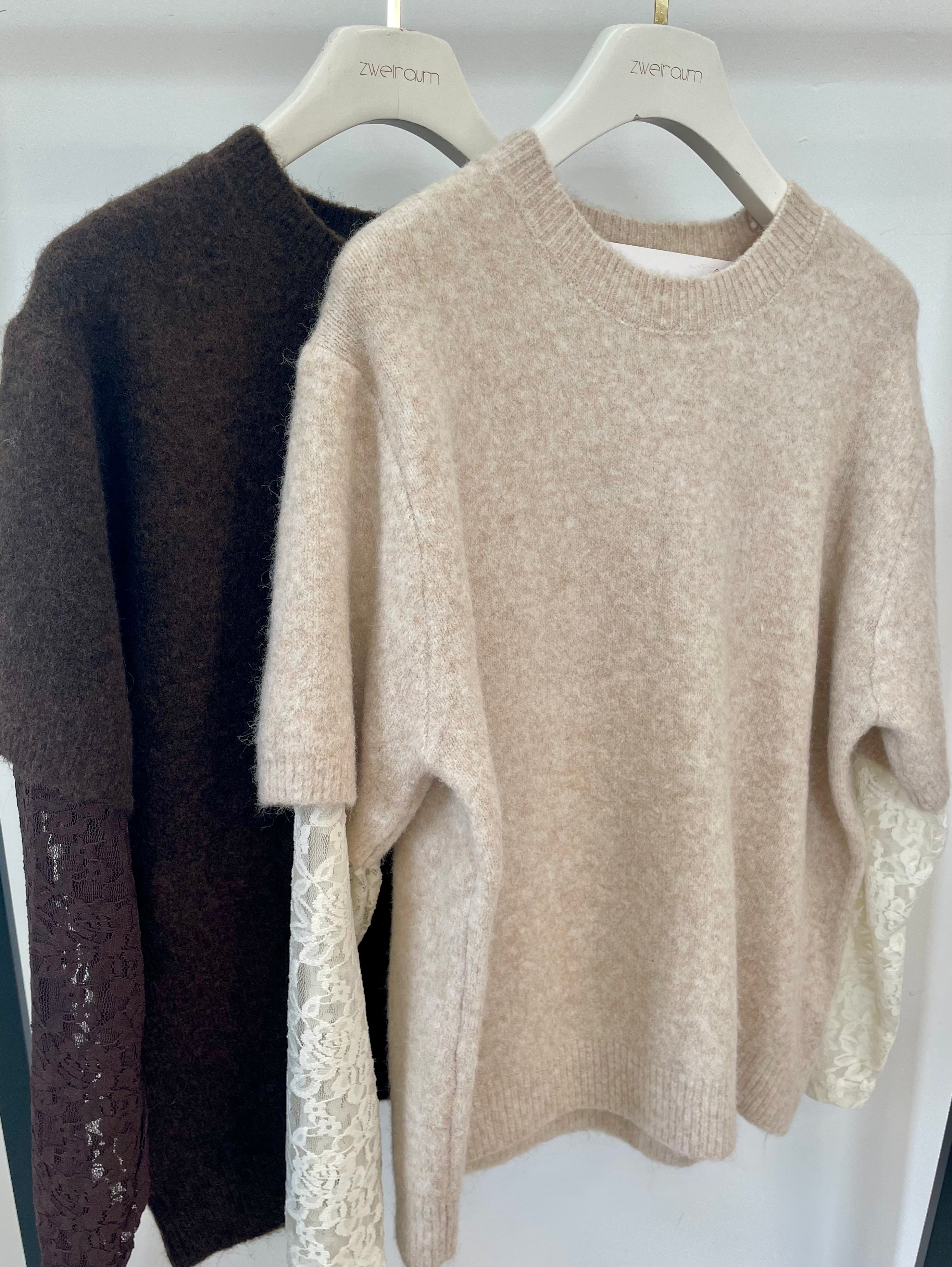 Strickpulli Lace Ärmel