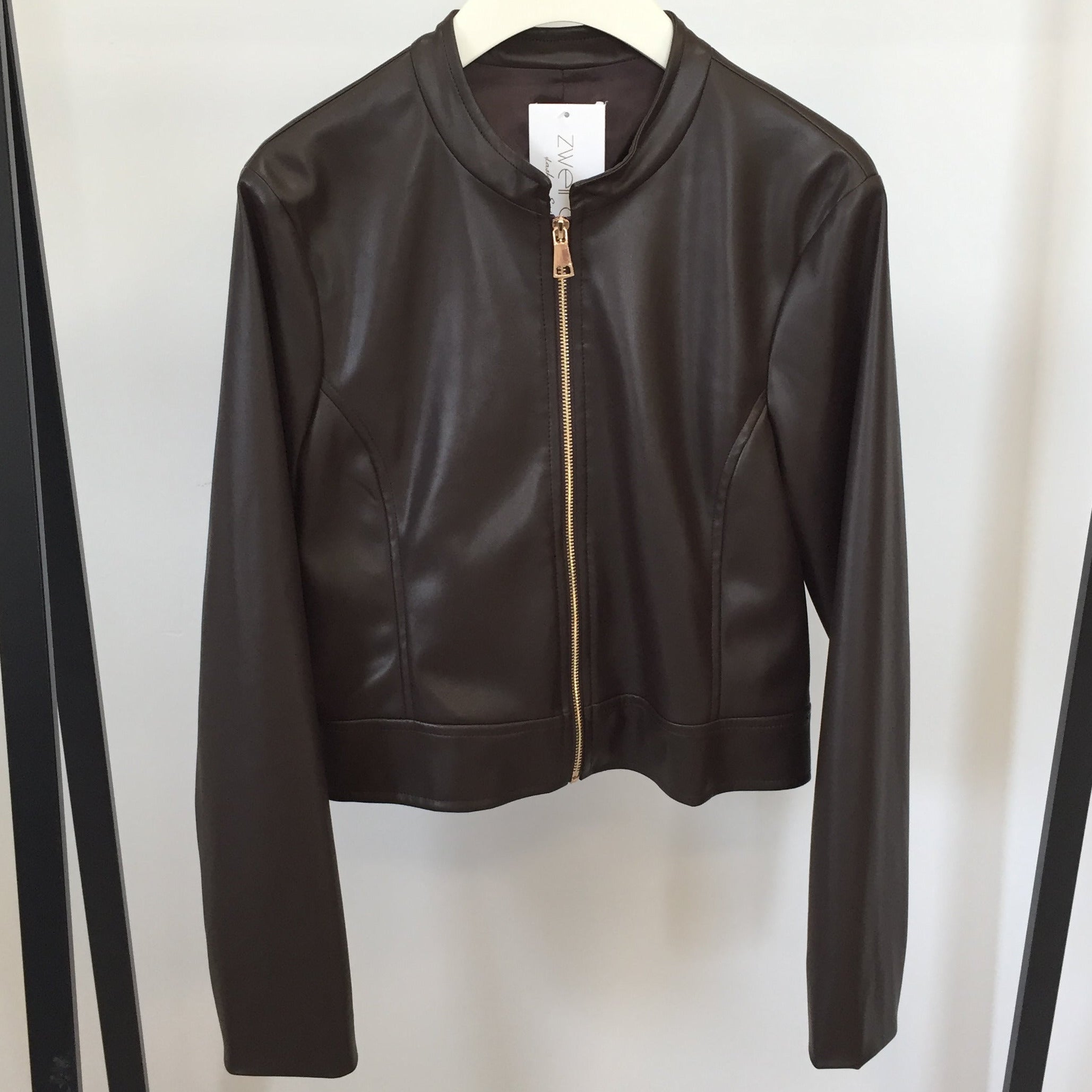 Cropped Jacke Lederoptik