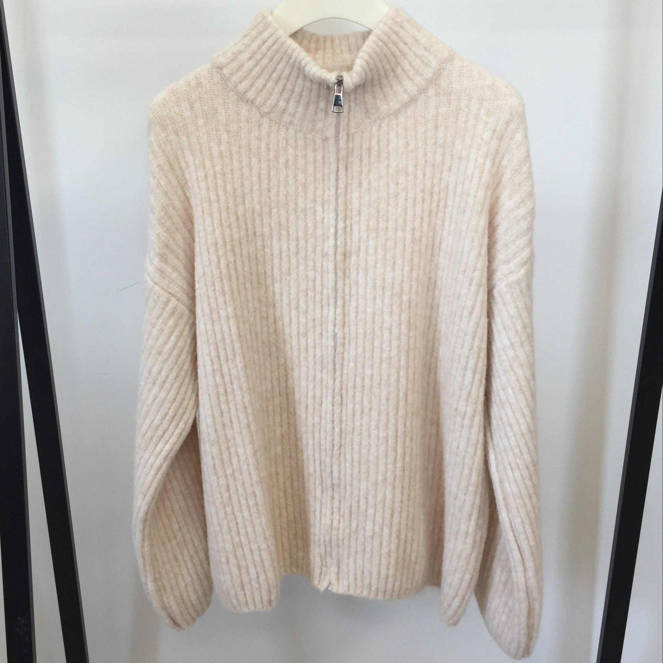 Loose Strick Jacke mit Zipper