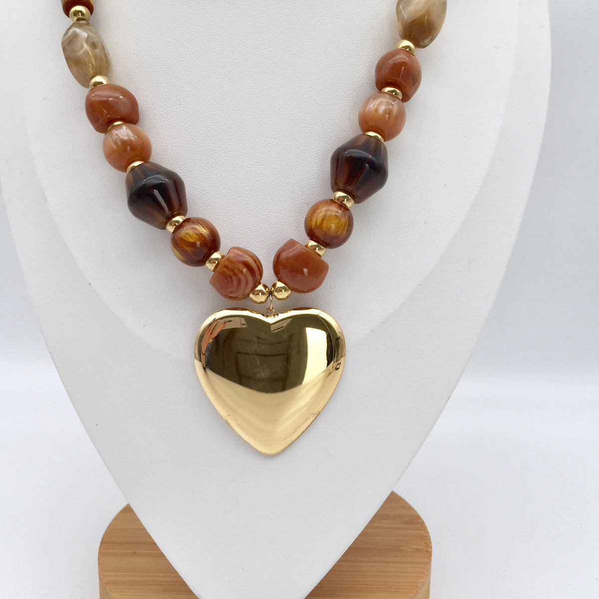 Chunky Pearls Kette Big Heart