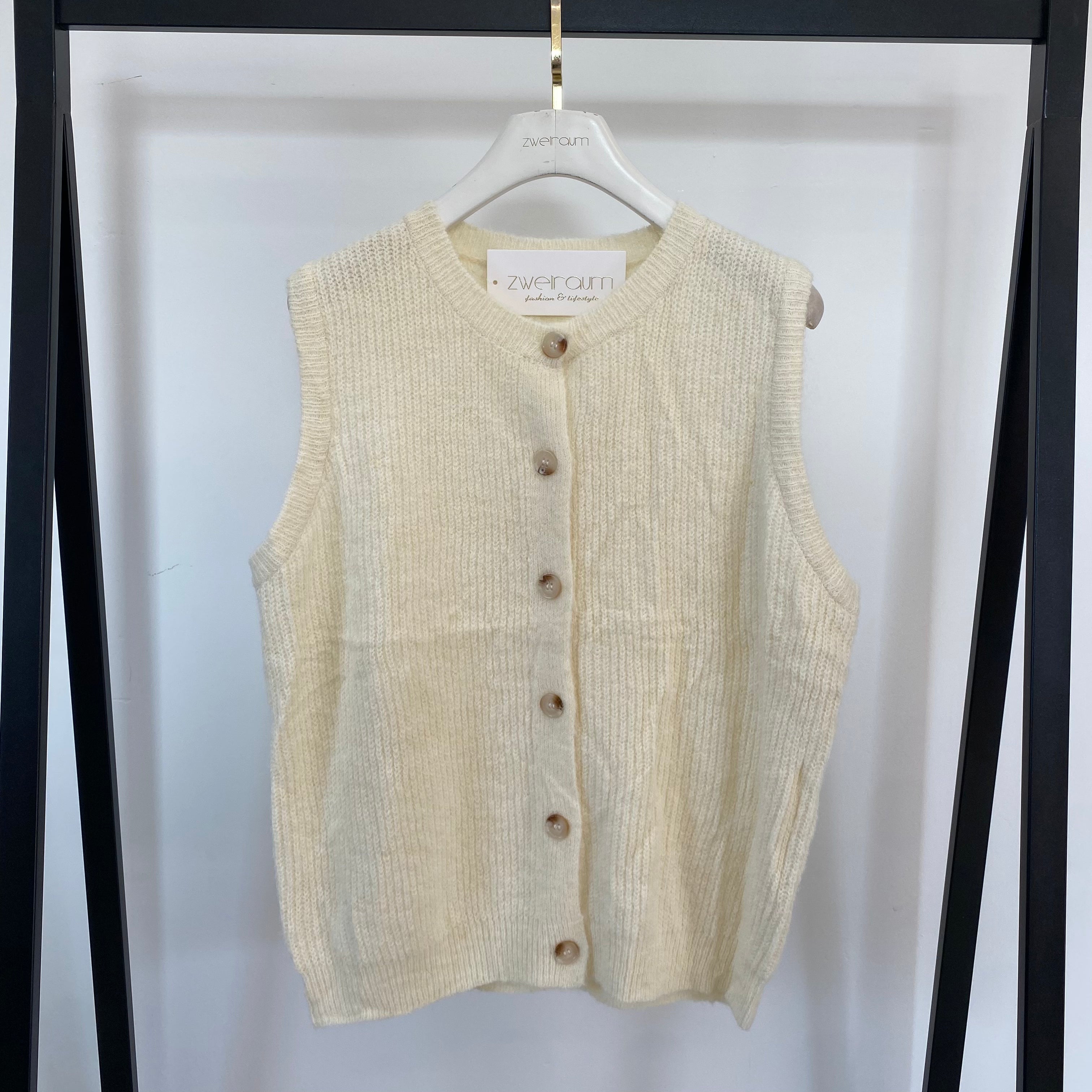 Strick Pullunder Round Neck Button