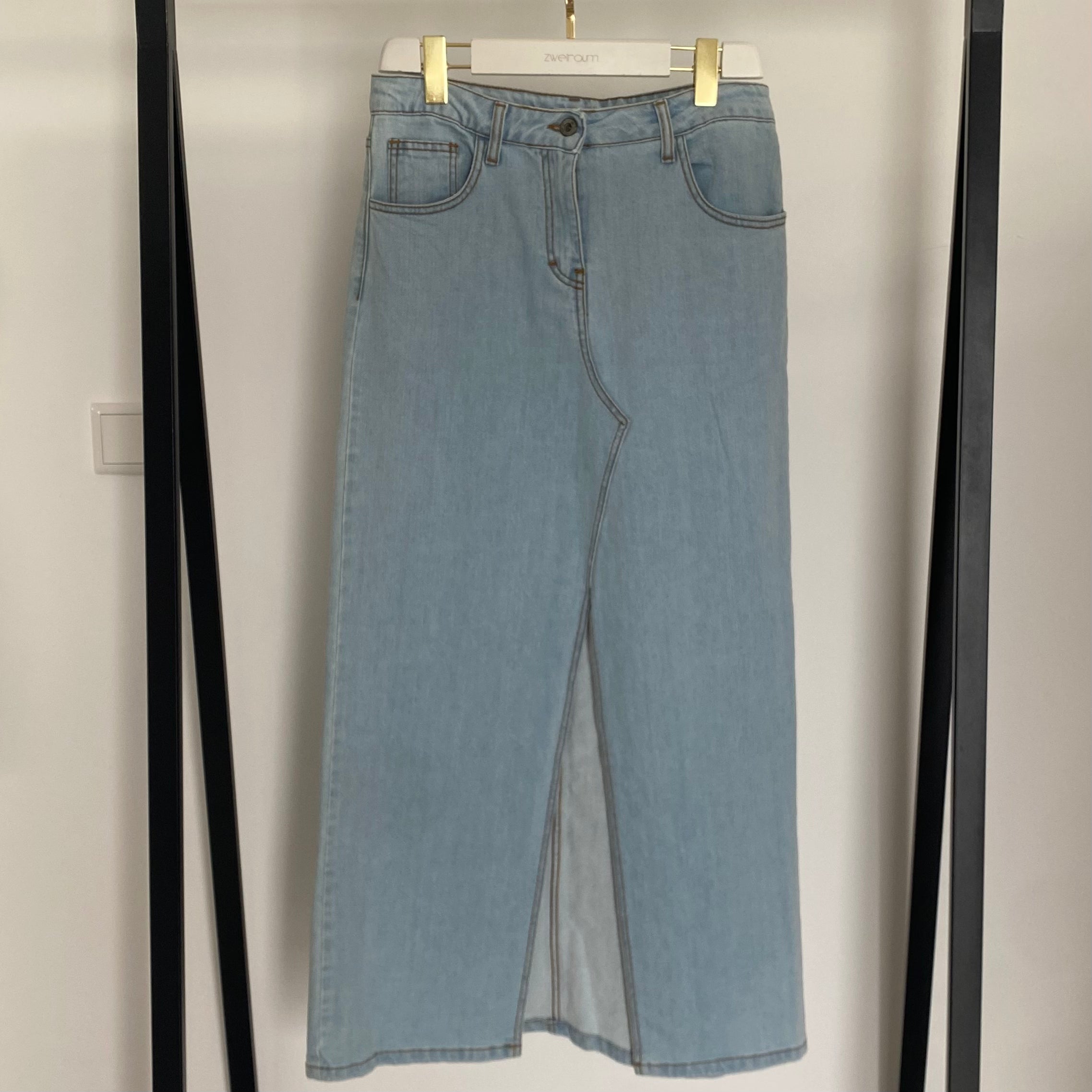 Jeans Rock Long mit Schlitz