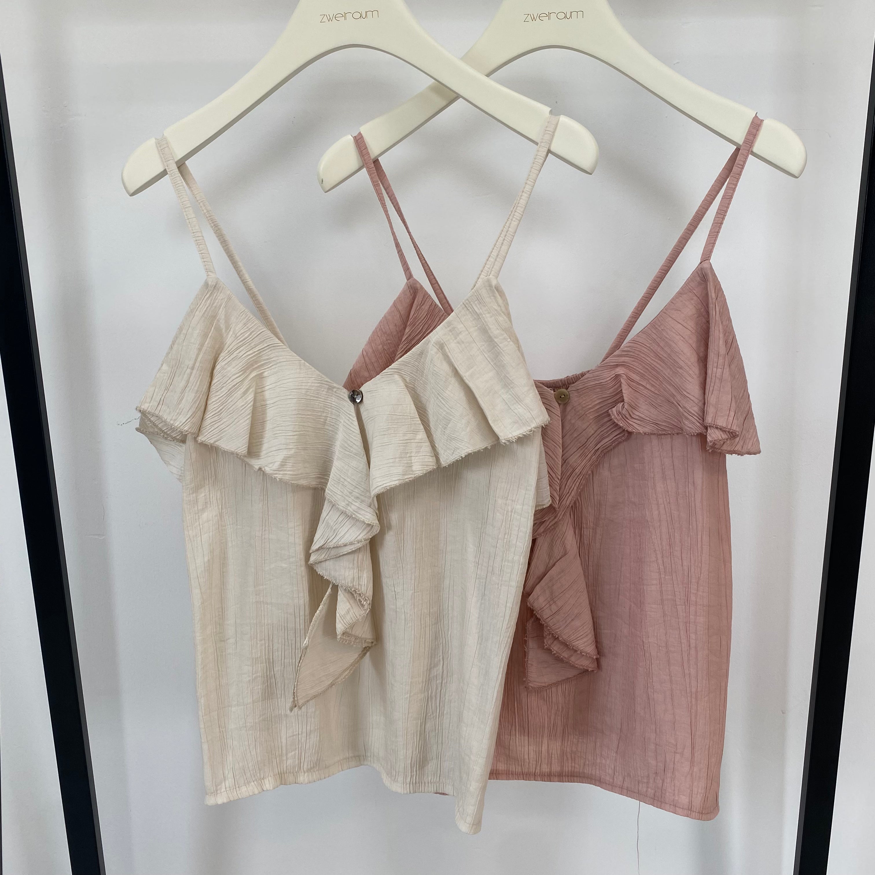 Structured Spaghetti Top Ruffles