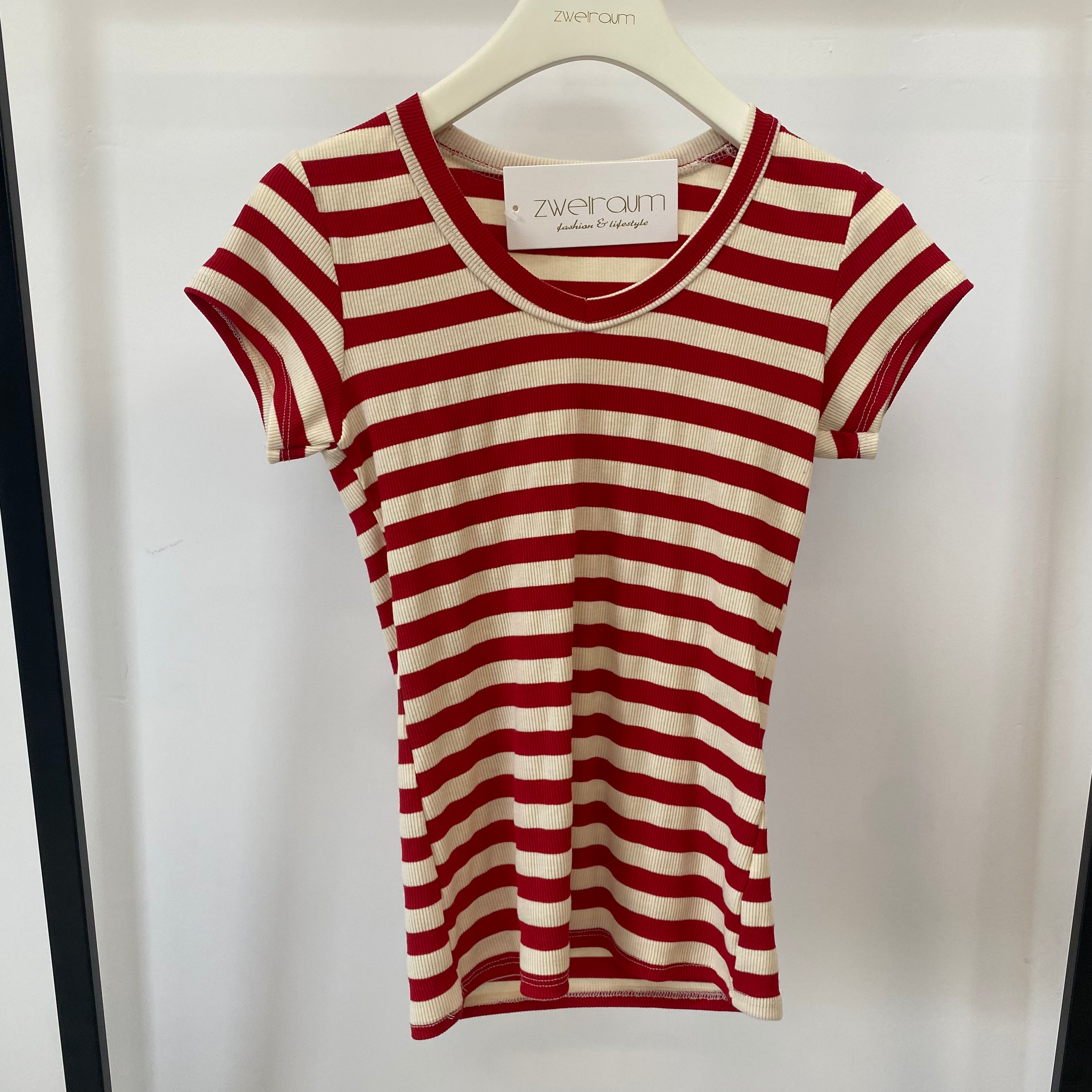 Ribbed Kurzarmshirt Stripes