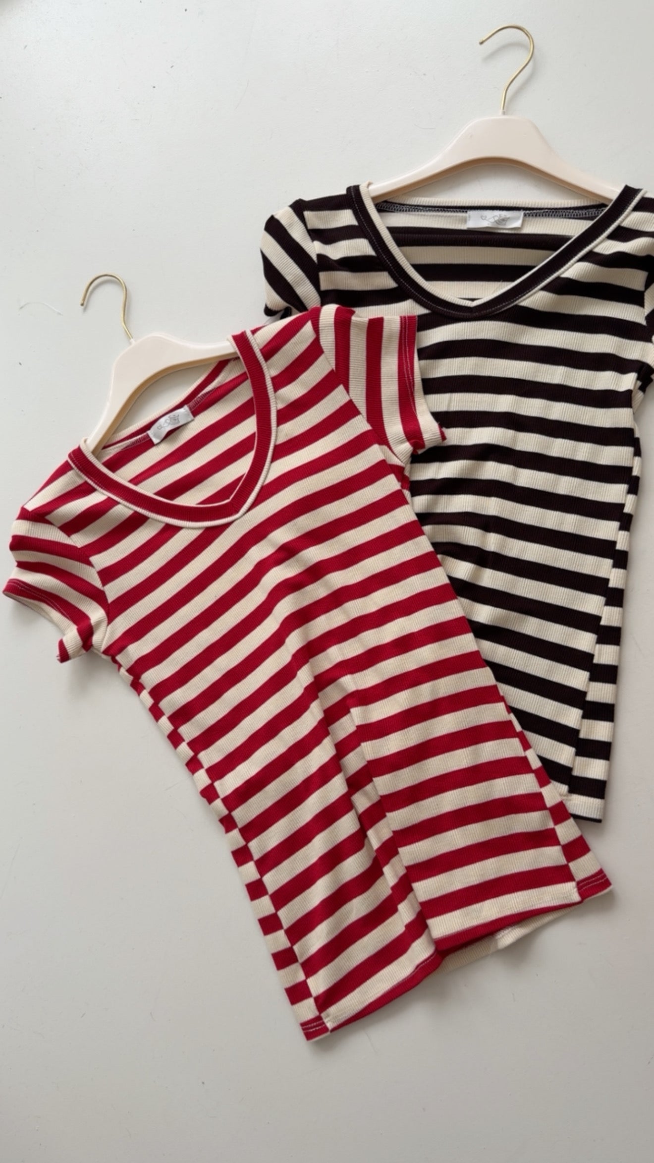 Ribbed Kurzarmshirt Stripes