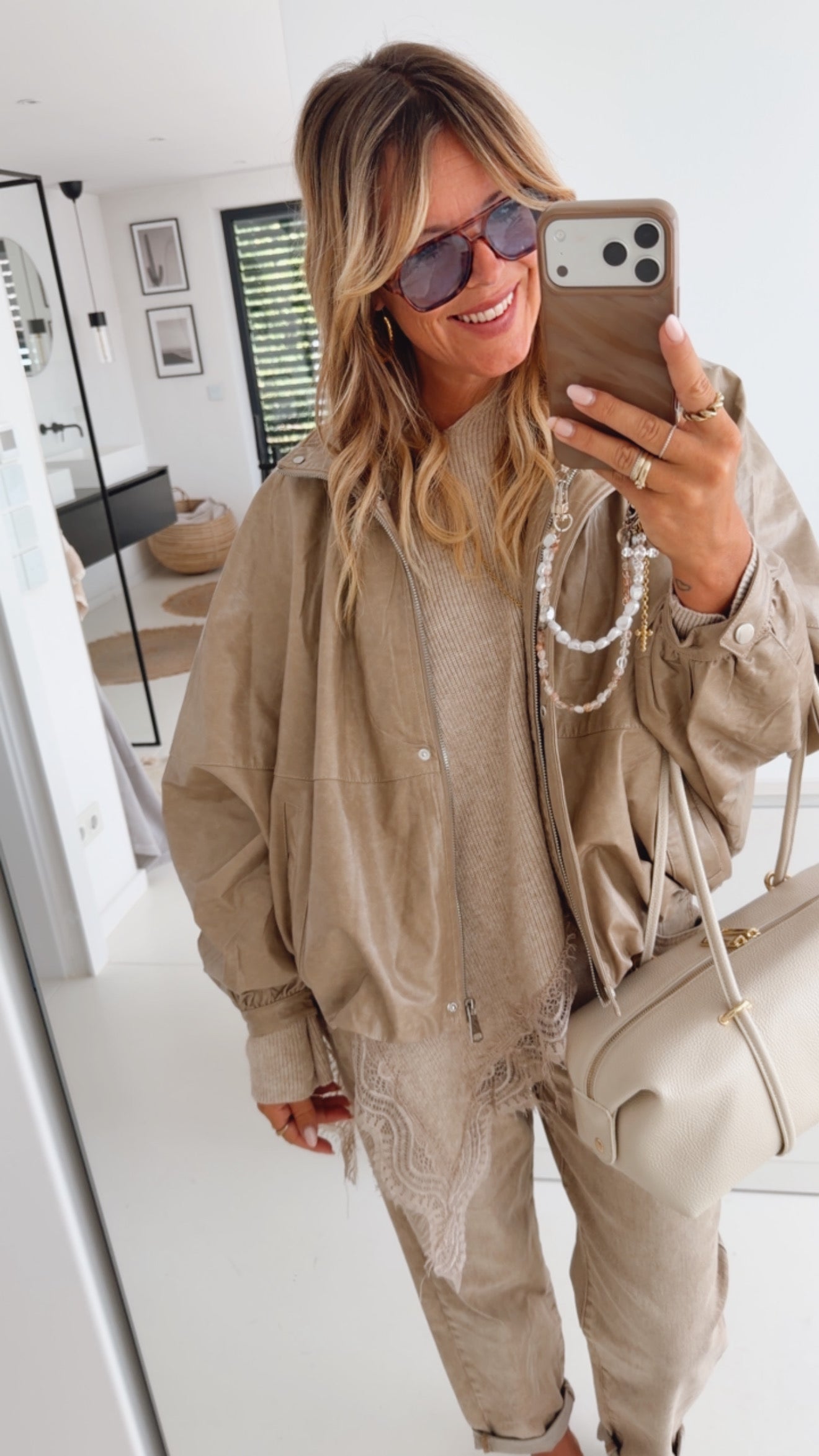 Loose Midi Jacke in Lederoptik