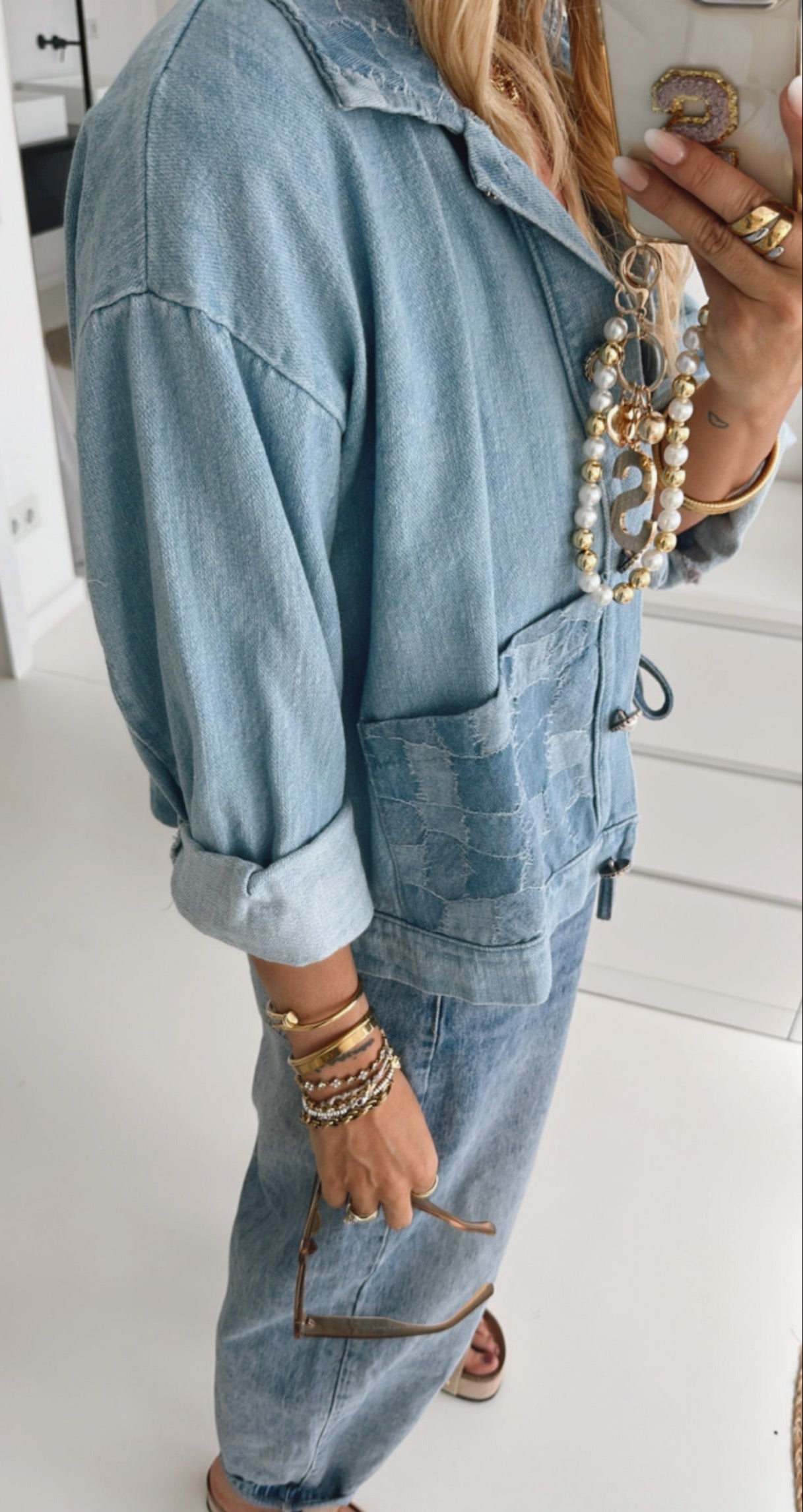 Jeans Jacke Karo