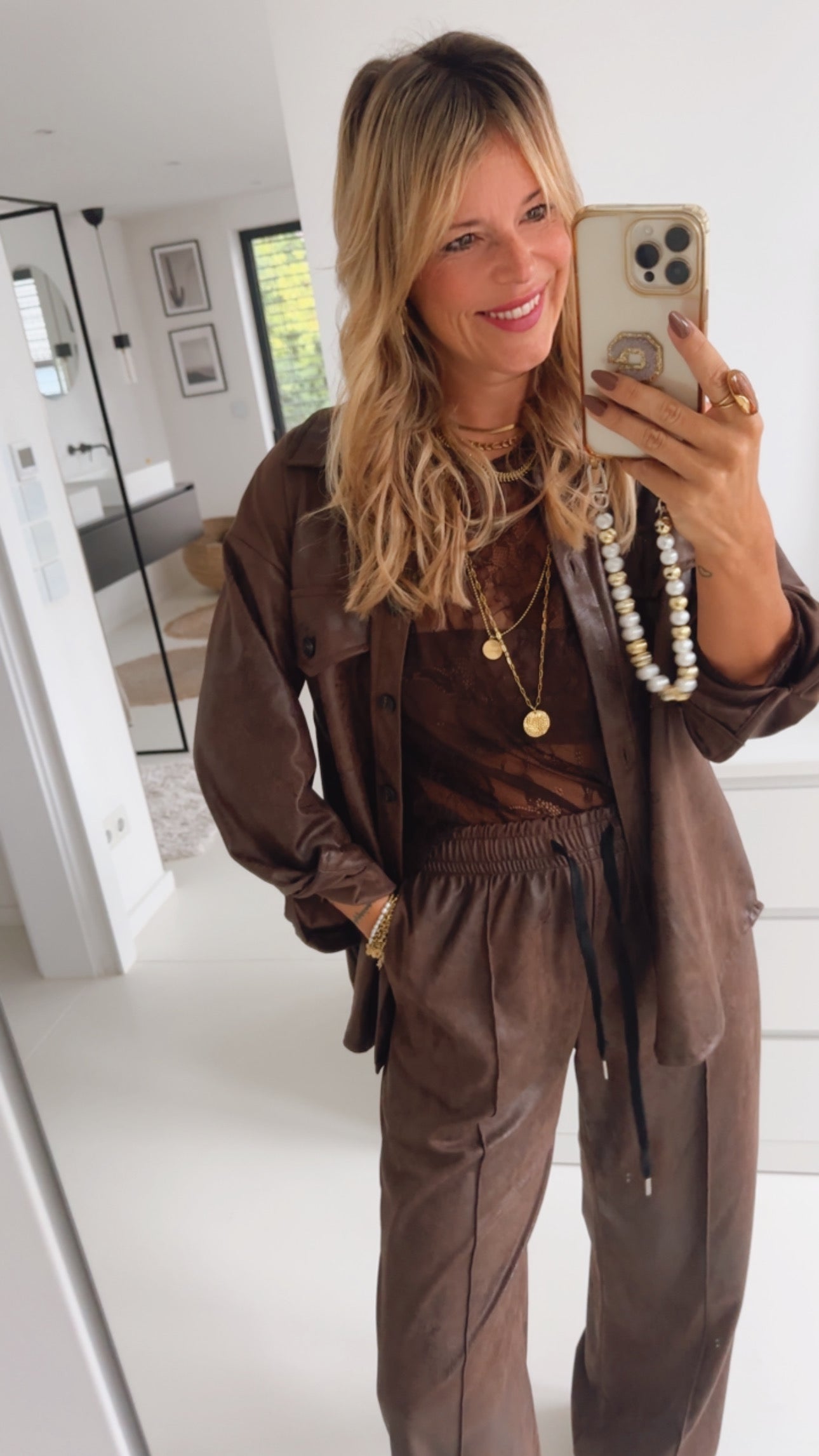 Hemdbluse Lederoptik