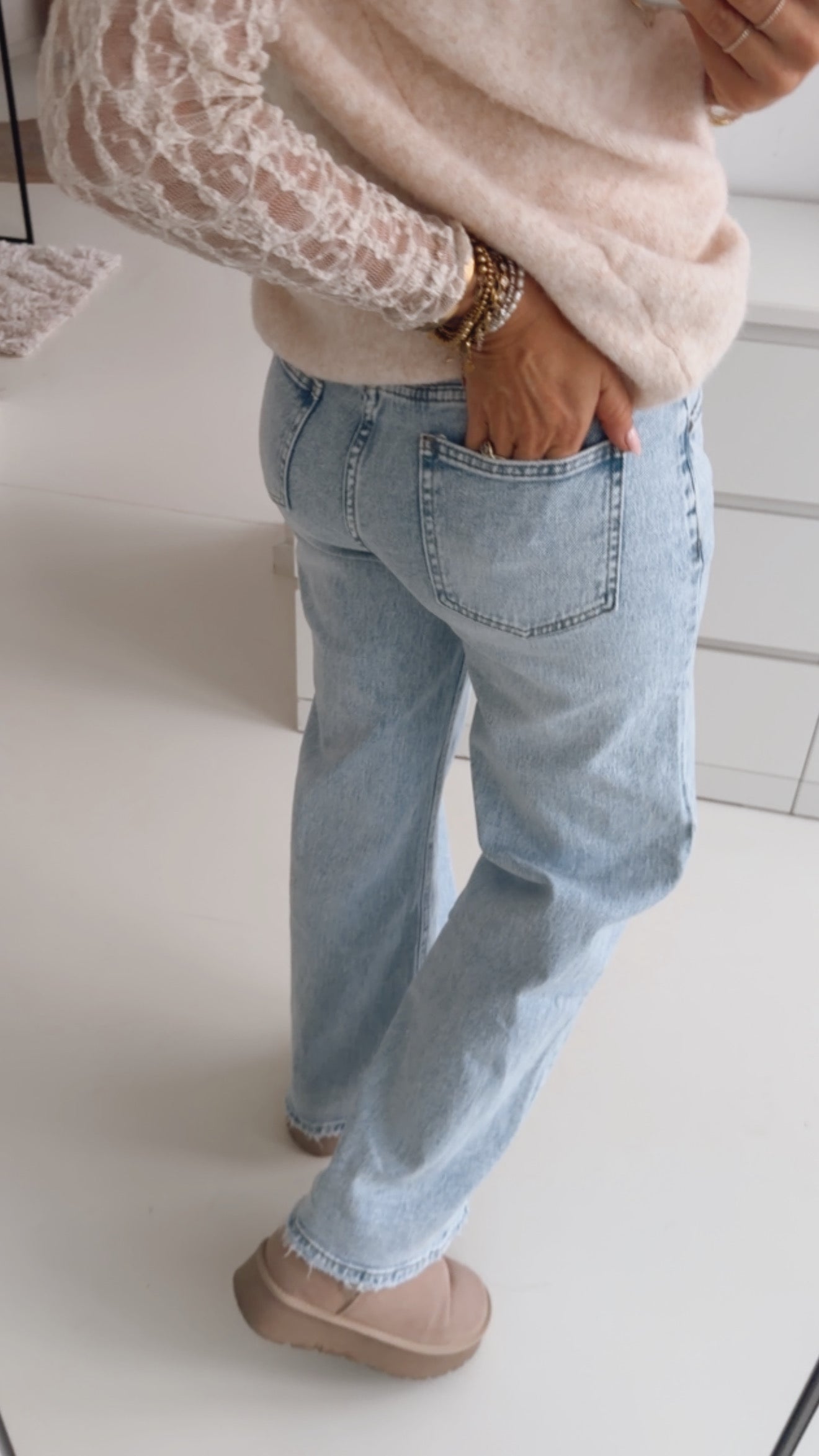 Straight Jeans Light Wash mit Band