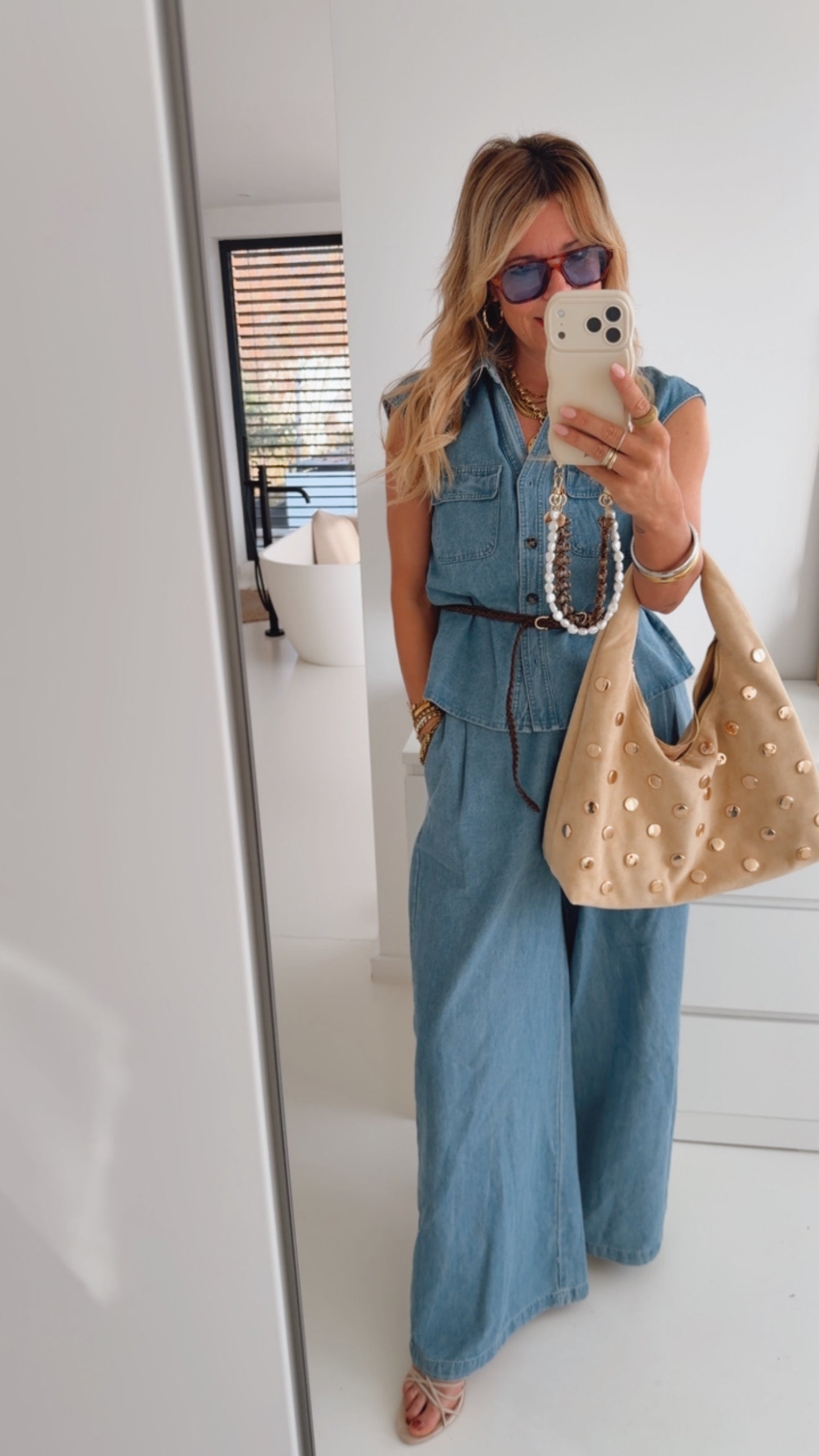 Jeans Weste mit Gürtel