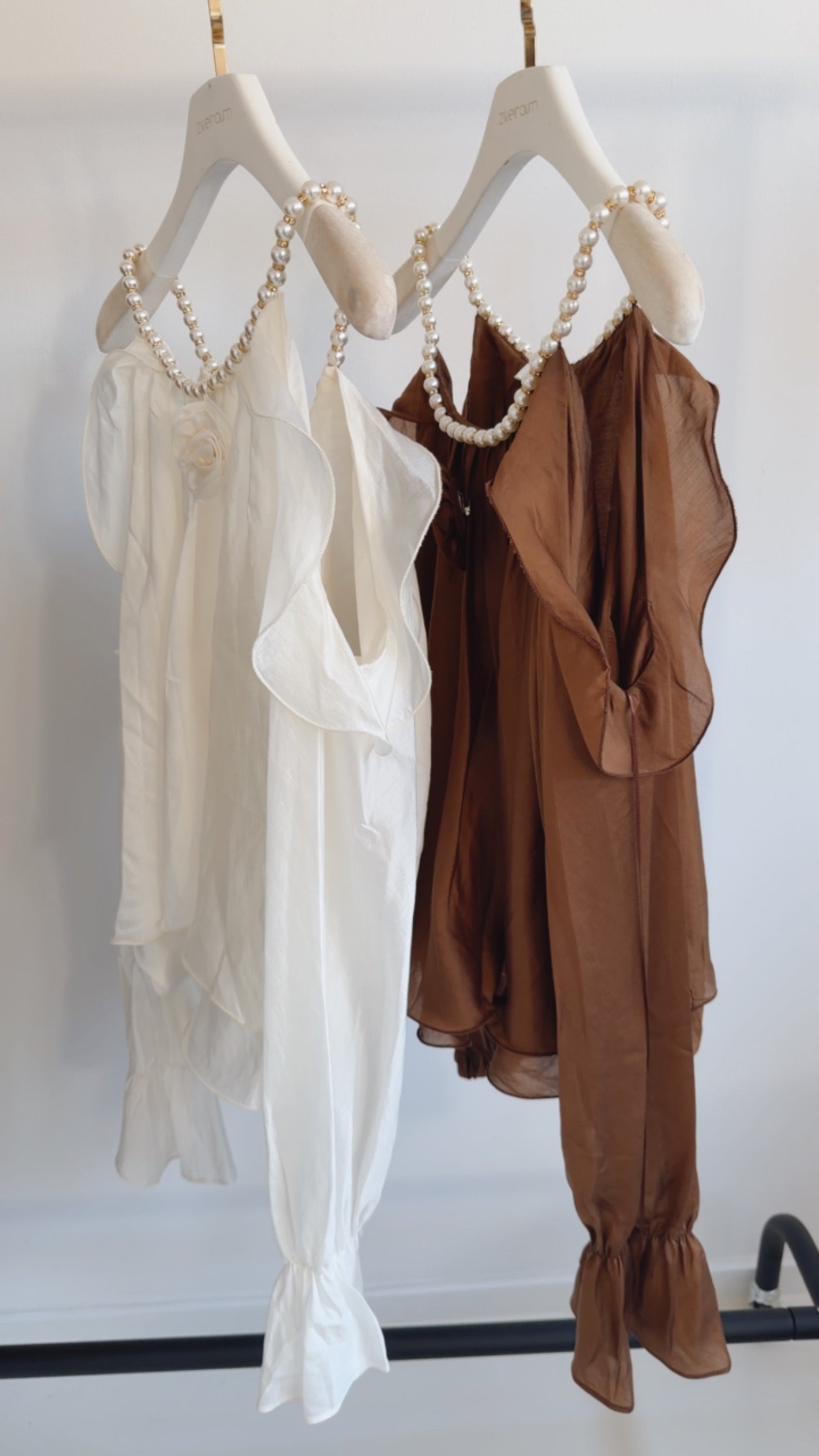 Offshoulder Shirt Pearls and Volants
