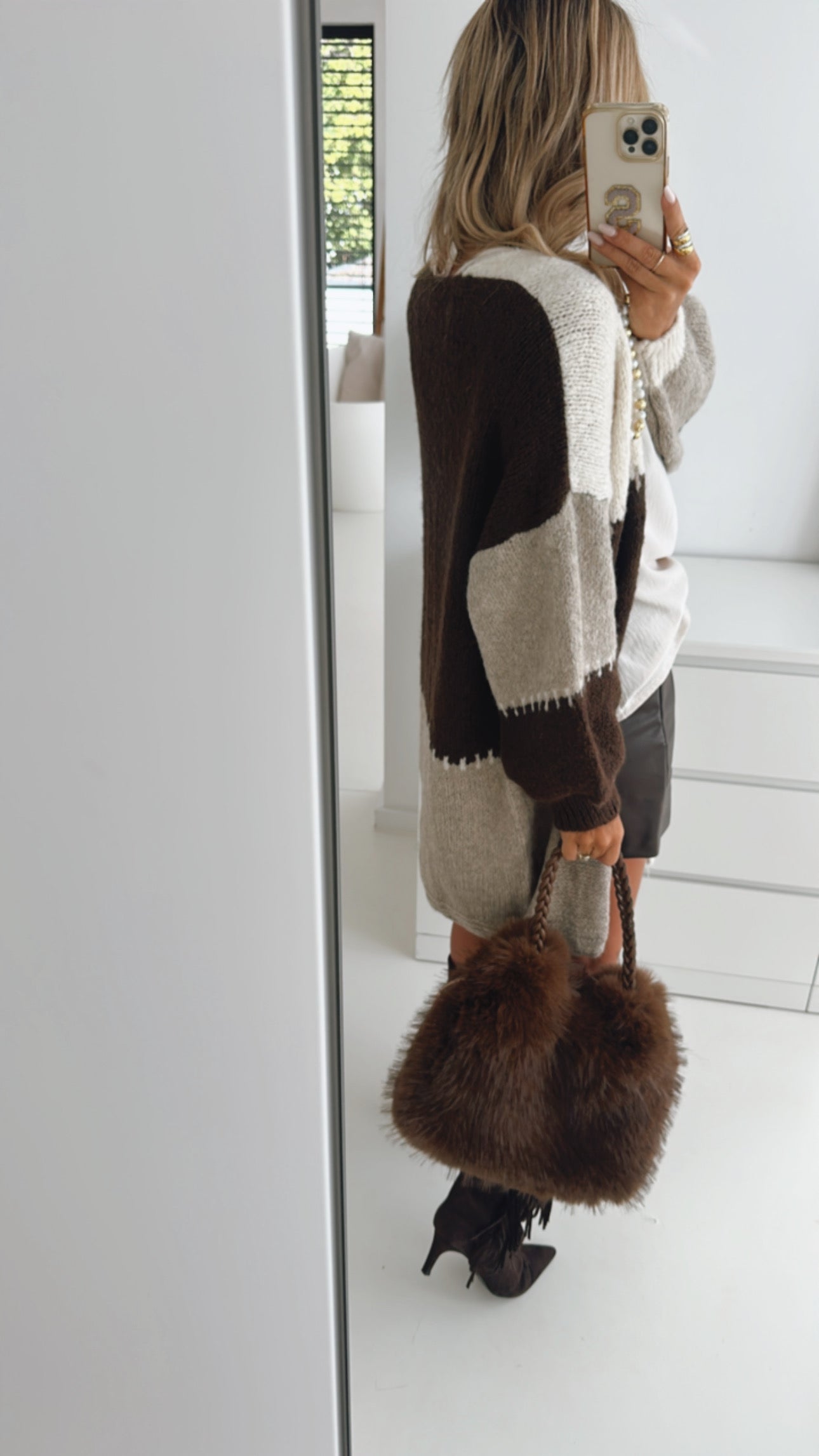 Long Strick Jacke Patches