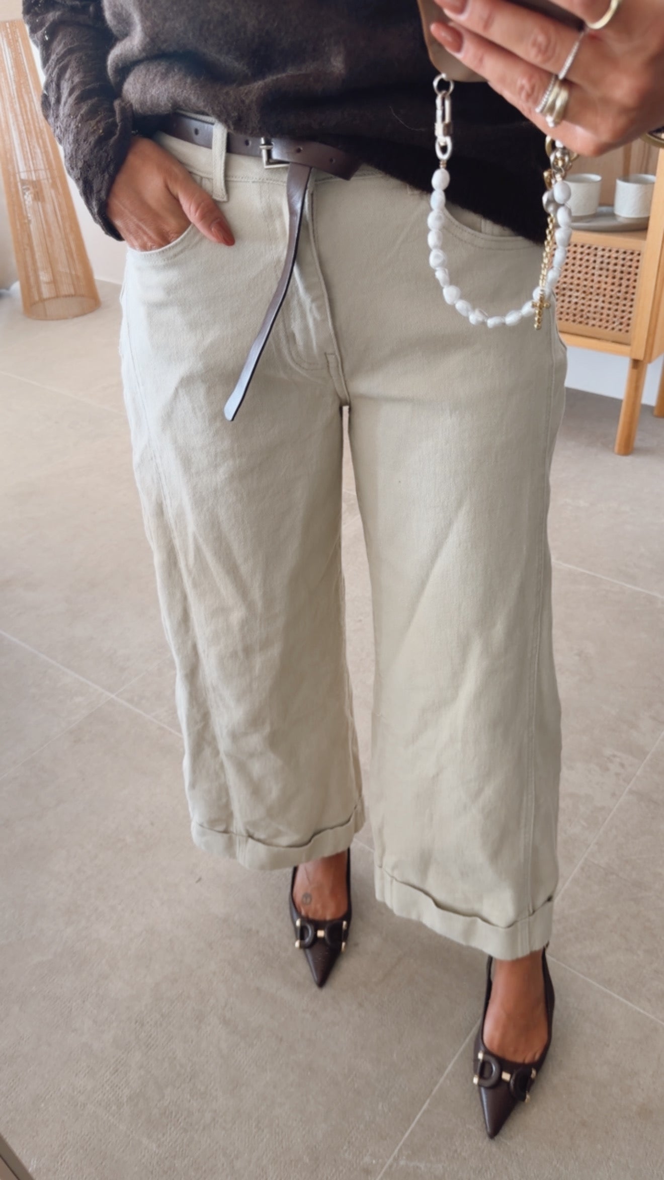 Wide Jeans mit Umschlag