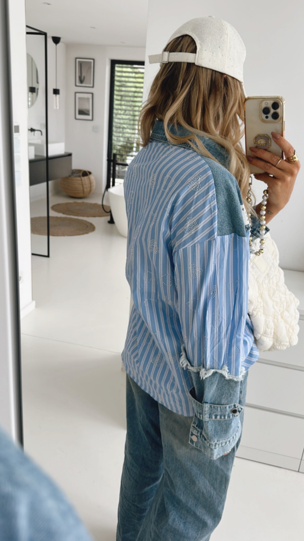 Jeans Hemd Blue Stripes Glitter Hearts