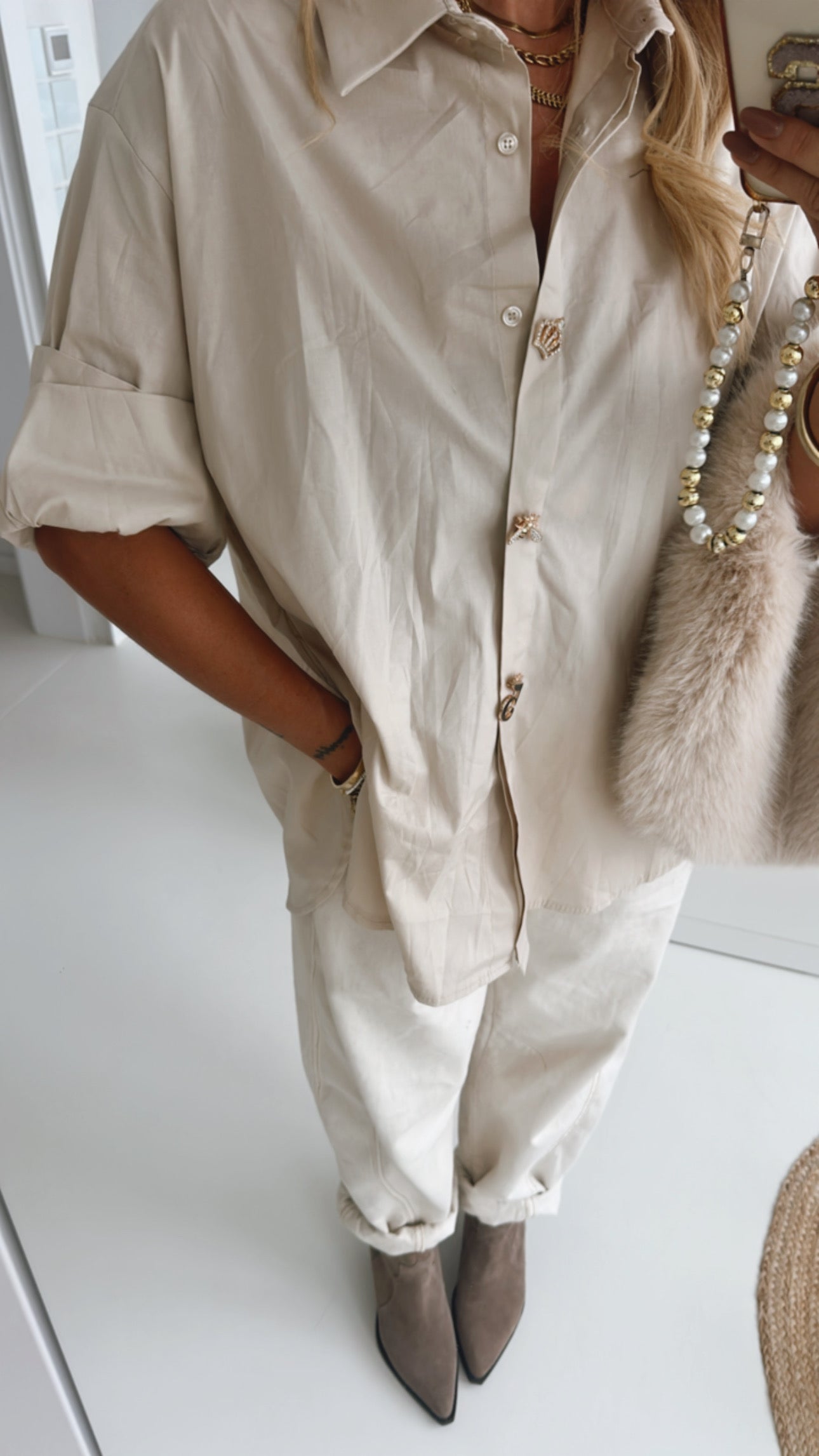 Hemd Bluse Statement Buttons