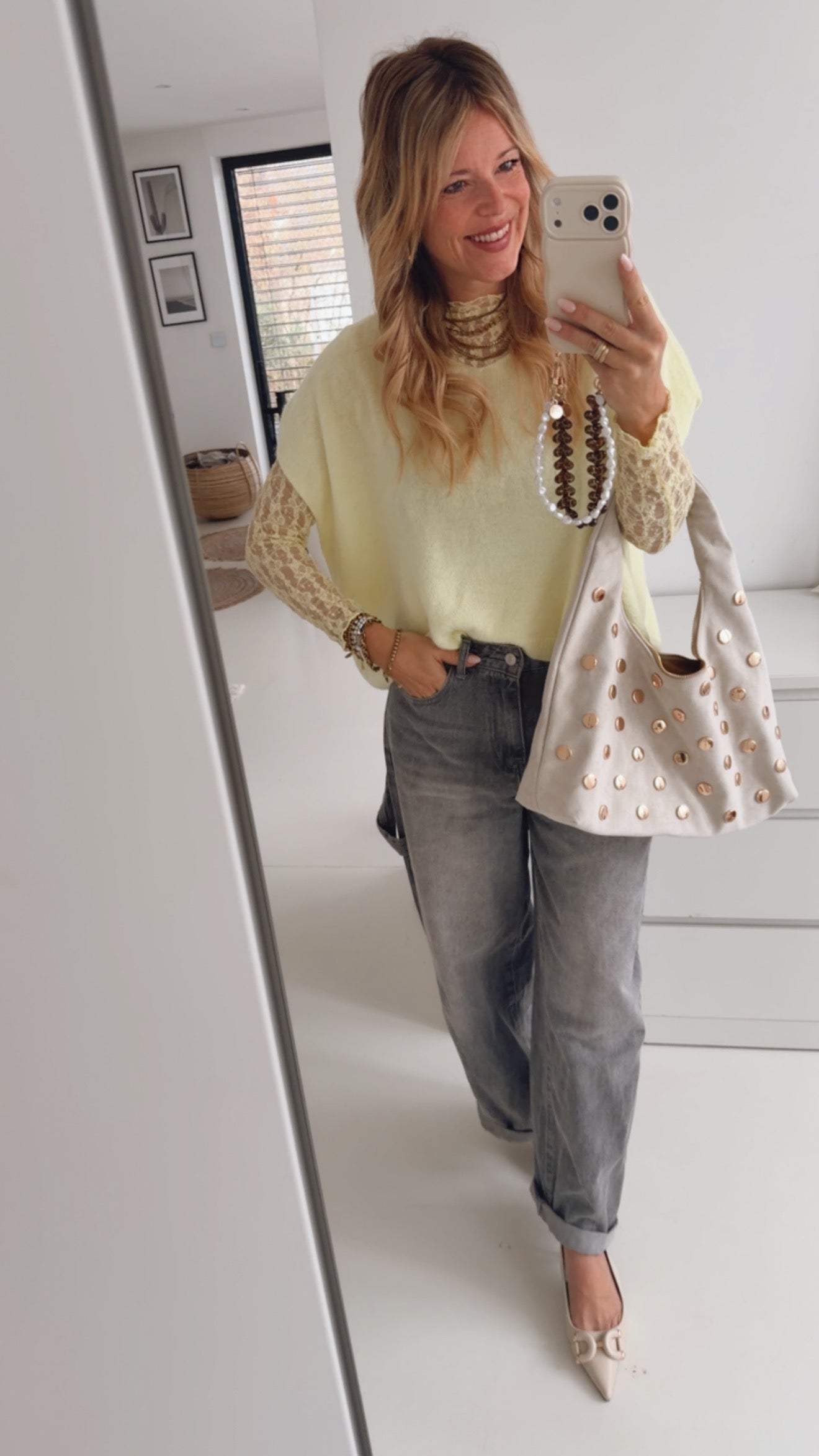 Midi Strick Pullunder Loose V-Neck