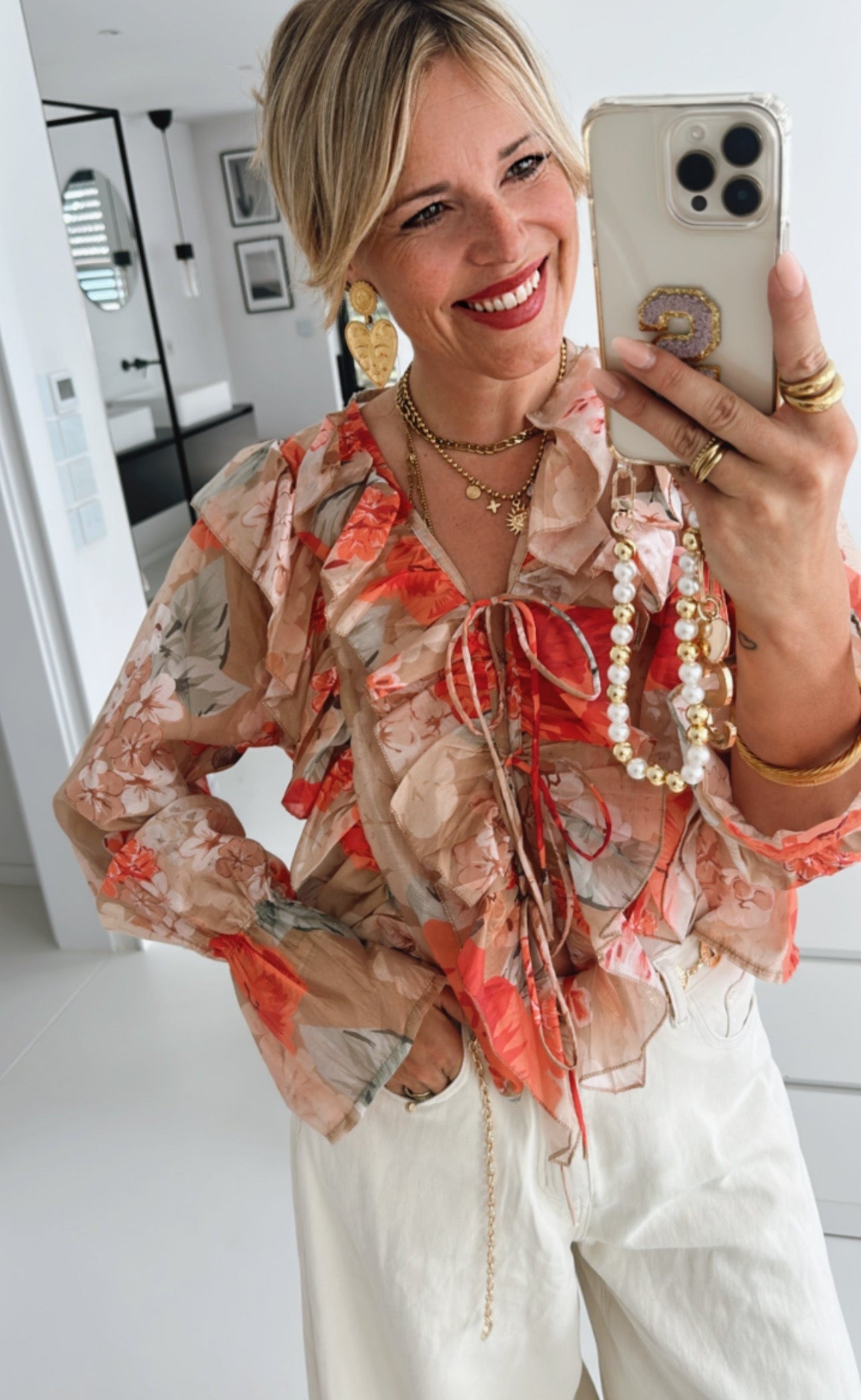 Bluse Ruffle Flowers