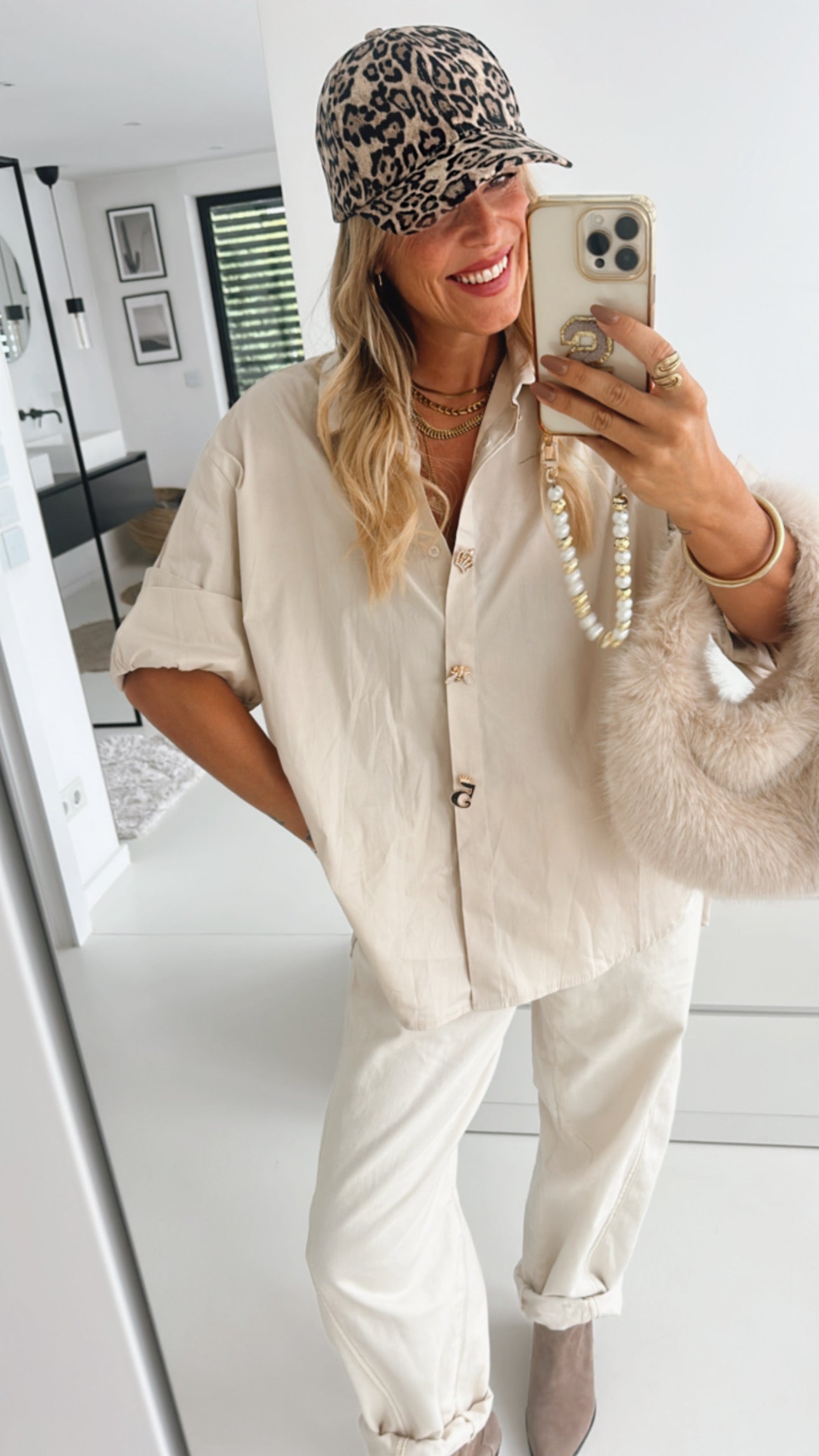 Hemd Bluse Statement Buttons