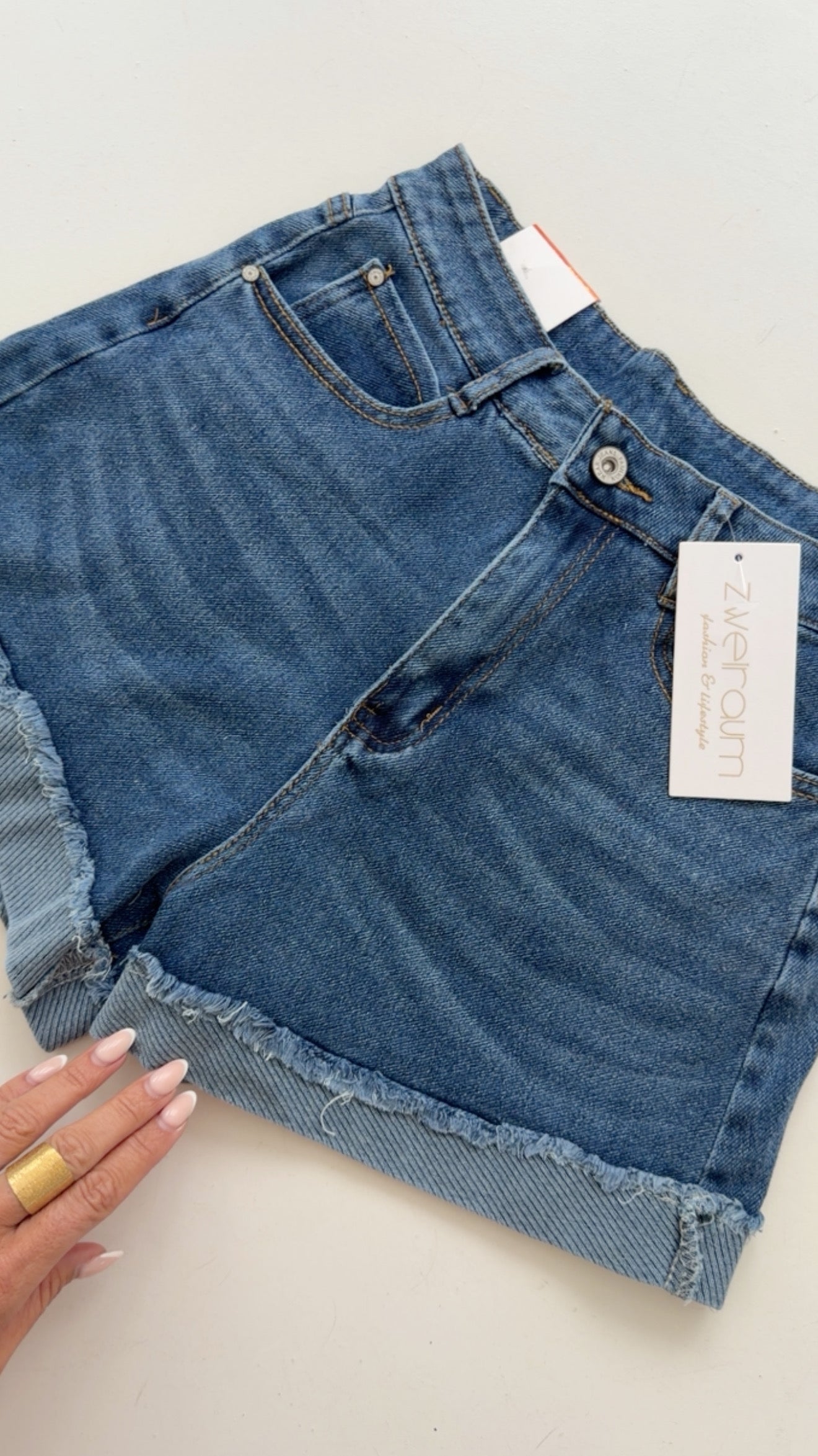 Jeans Shorts mit Umschlag